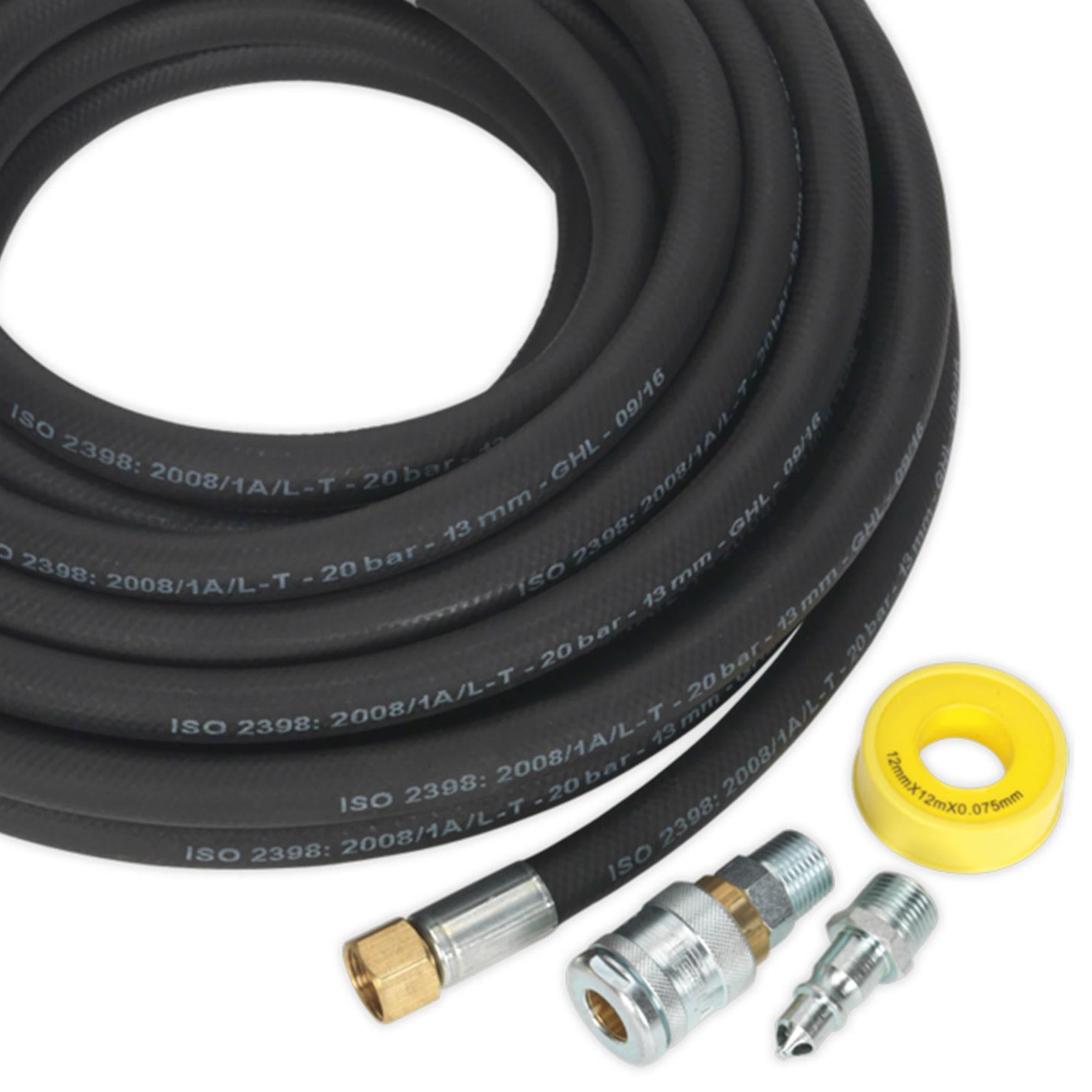 Sealey Air Hose Kit 15m x 13mm High Flow With 100 Series Adaptors