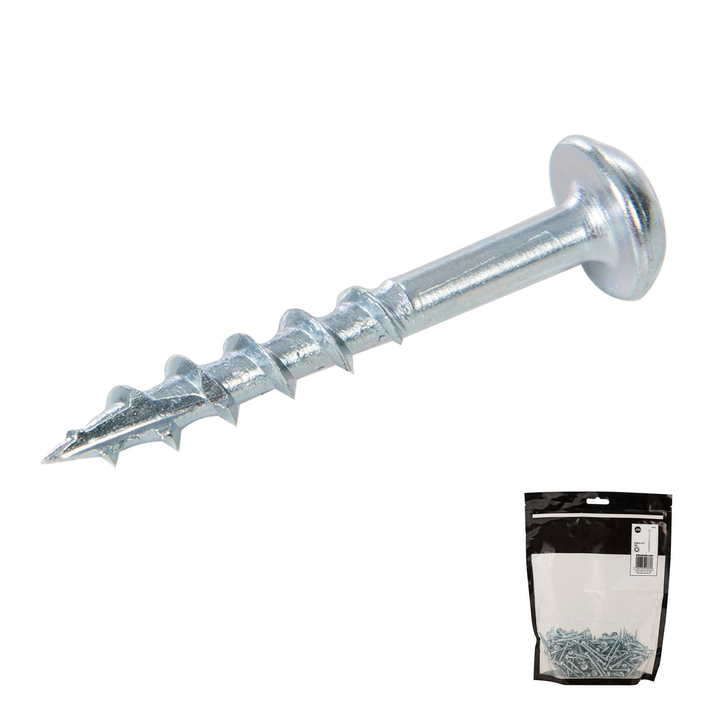 Zinc Pocket-Hole Screws Washer Head Coarse Thread Rust Resistant- 8x1-1/4" 250pk