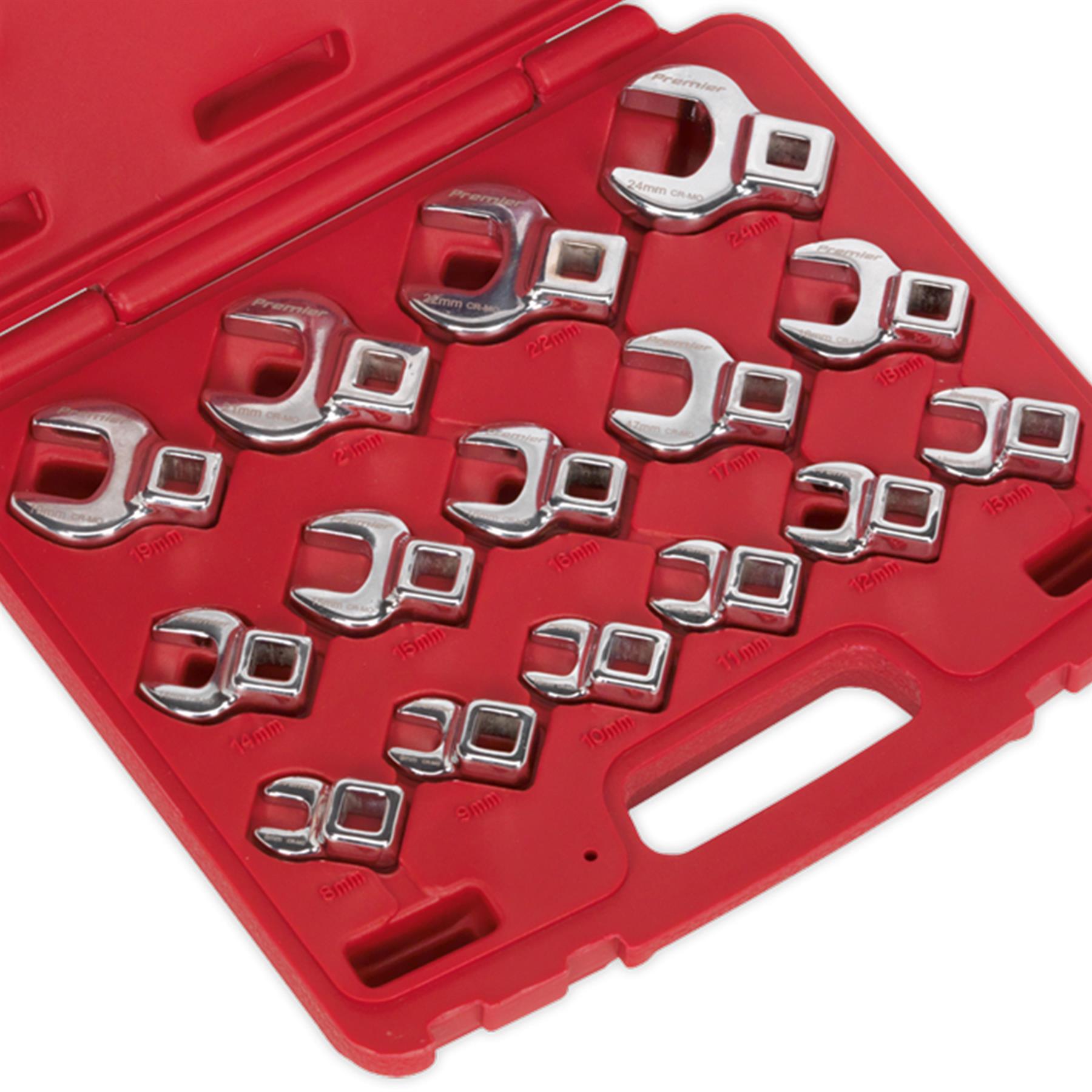 Sealey Crow's Foot Open-End Spanner Set 15pc 3/8"Sq Drive Metric