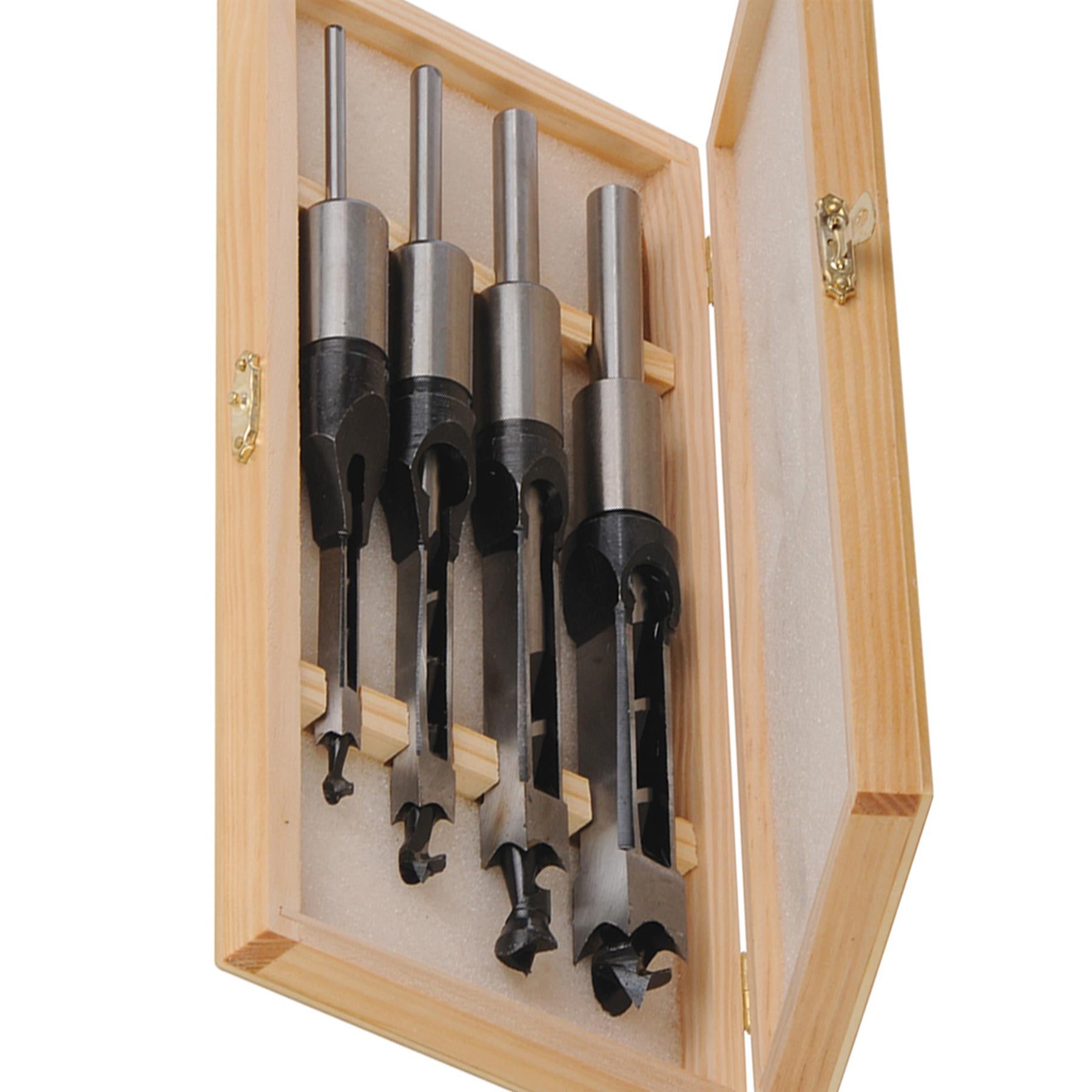 4 Pc Mortising Chisel Set Square Auger Morticer Bits Mortice Tools DIY