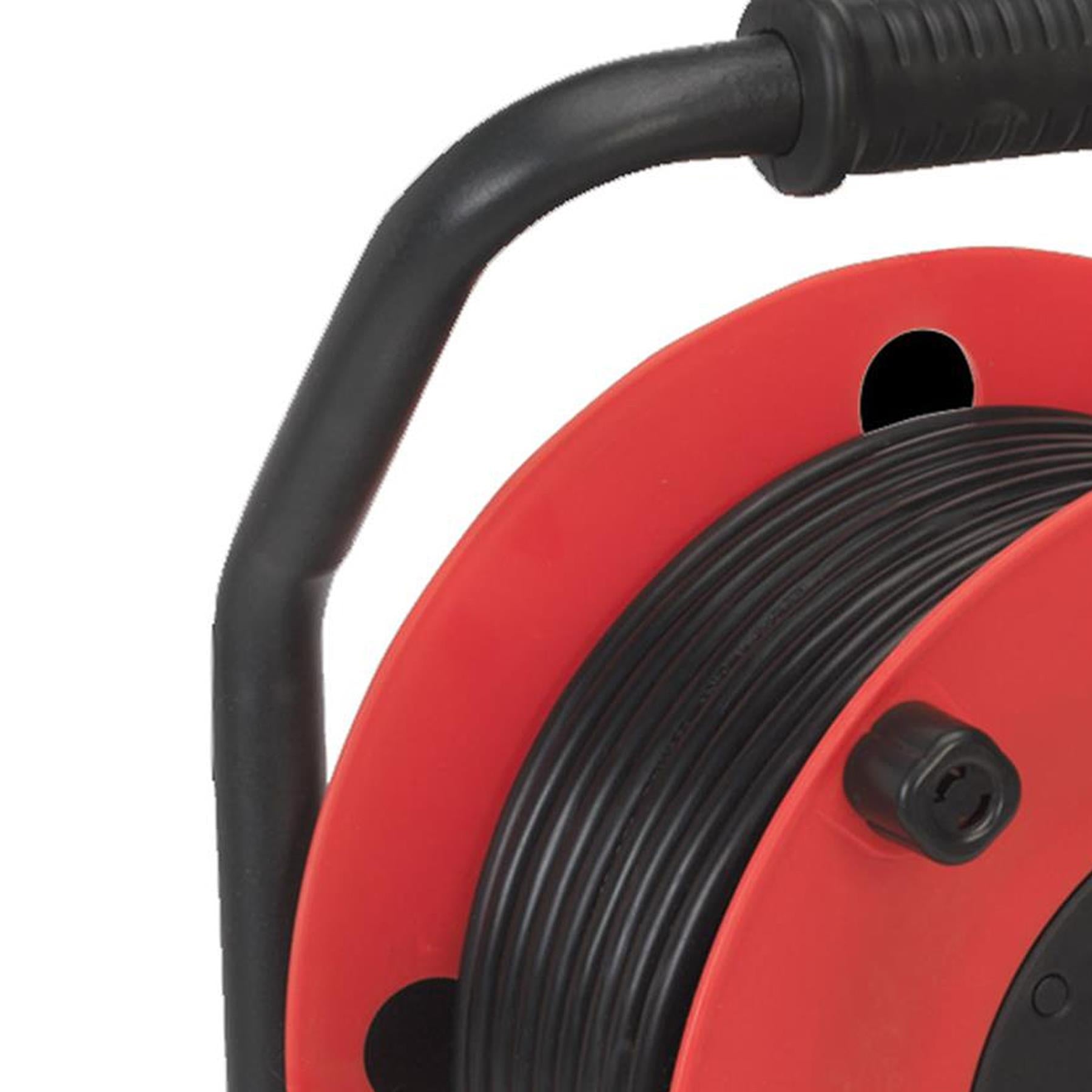 Sealey 4 Way Gang Socket Extension Heavy Duty 50m Cable Reel Electrical Lead