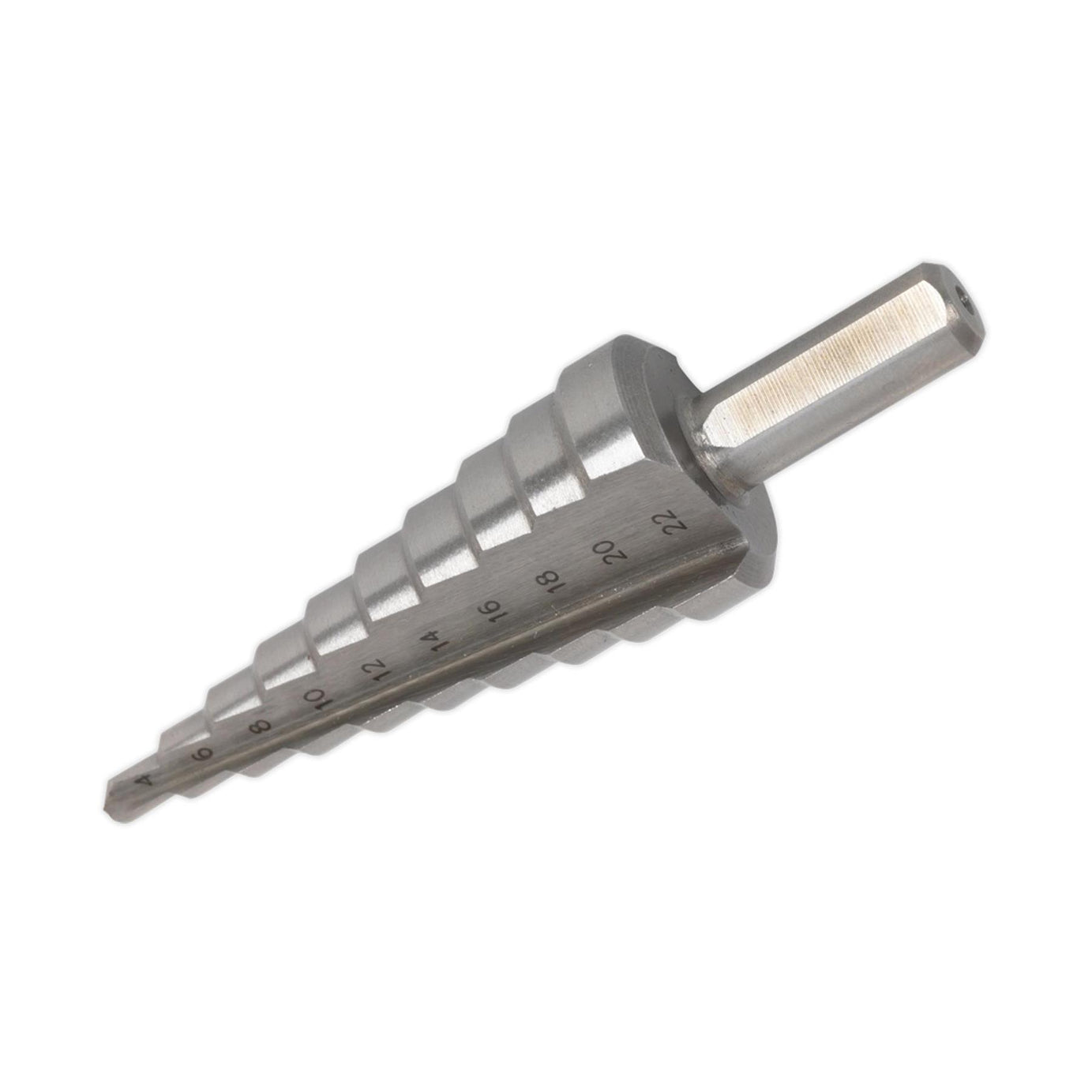 Sealey M2 Step Drill Bit HSS Cone Drill 4-22mm Double Flute Hole Metal Cutter