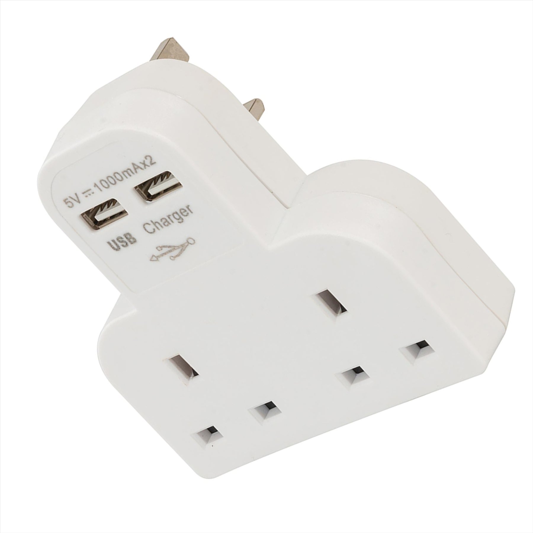 Double Socket With Twin USB 2100mAh Combined Phone & Tablets Charger
