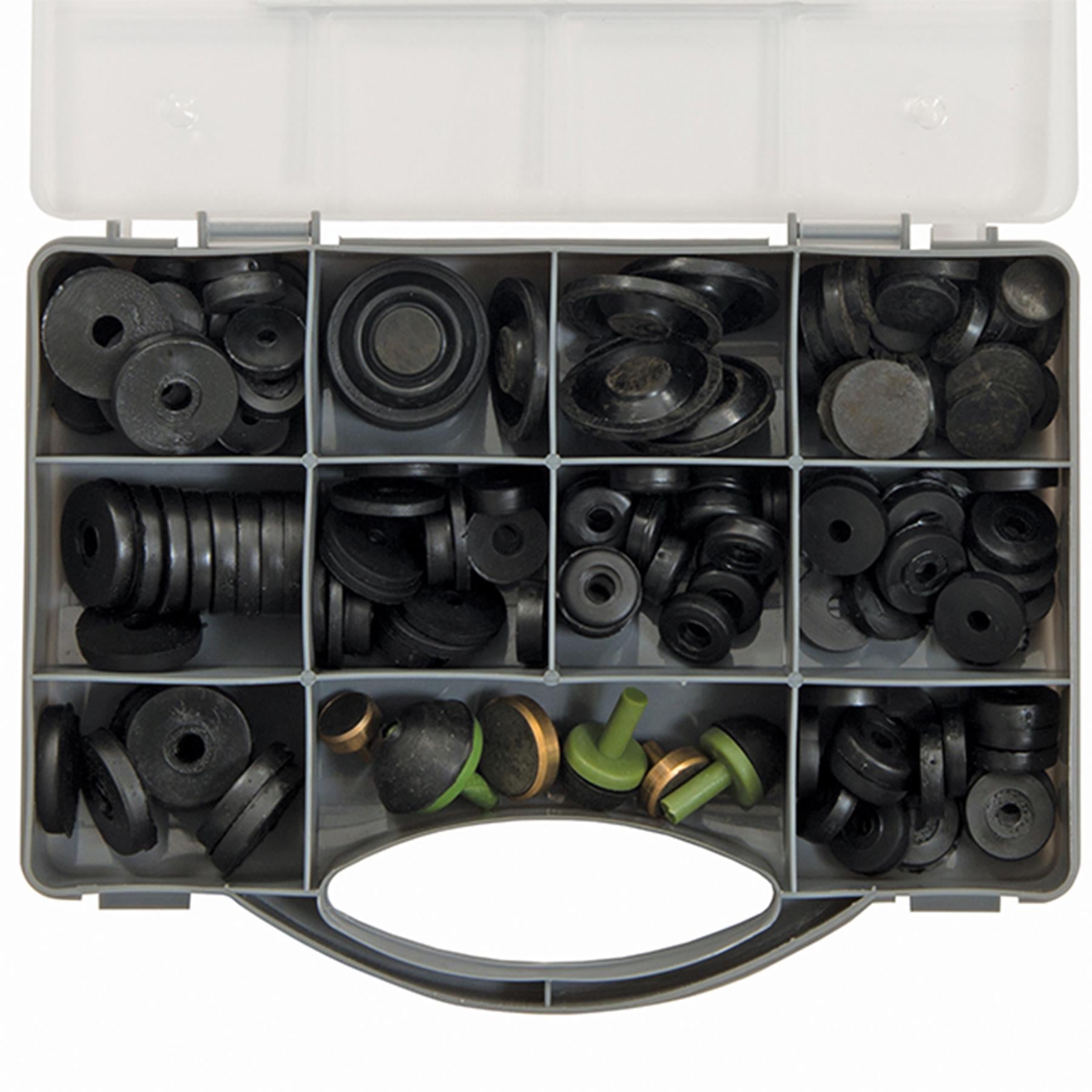 140Pce Tap Washers Assortment Pack Rubber Flat, Domed Washers & Jumpers