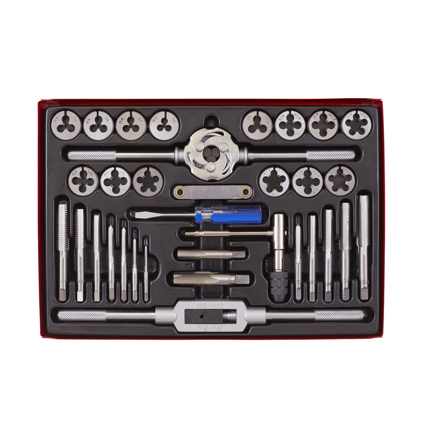 Sealey 33pc Tap and Die Set Split Dies Metric/UNF/BSP Thread Cutting Tool M3-M12
