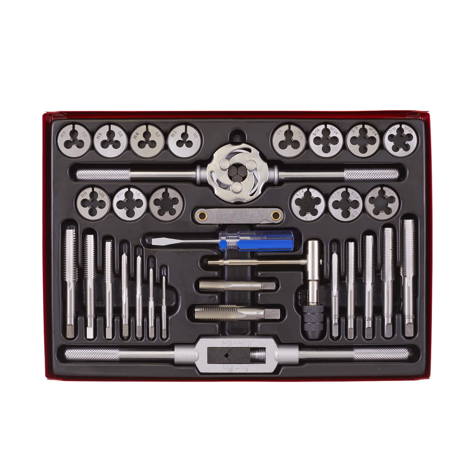 Sealey 33pc Tap and Die Set Split Dies Metric/UNF/BSP Thread Cutting Tool M3-M12