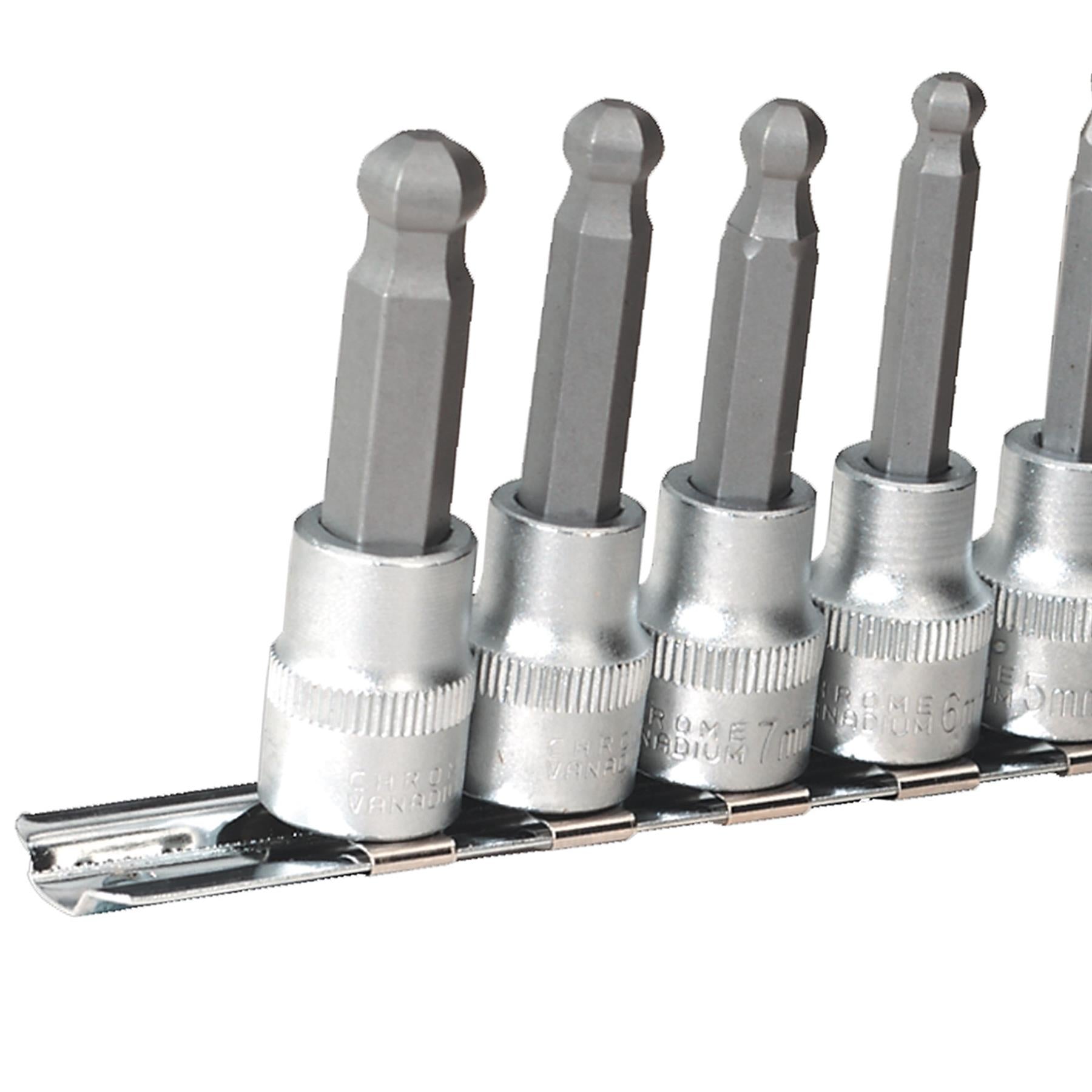 Sealey Hex Ball-End Socket Bit Set 7pc Metric 3/8"Sq Drive 62mm