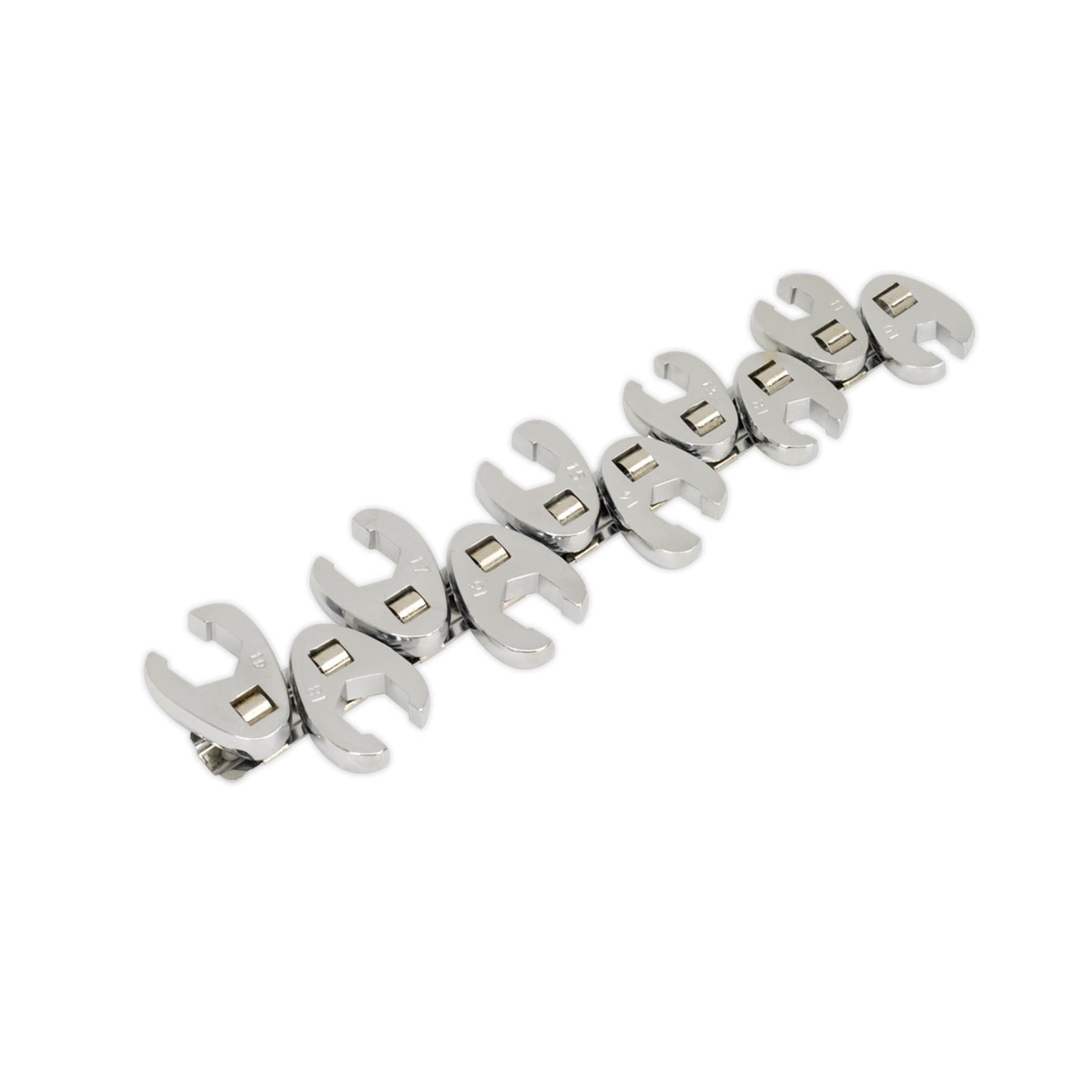 Sealey Crow's Foot Wrench Set 10pc Flare Nut 3/8"Sq Drive Metric