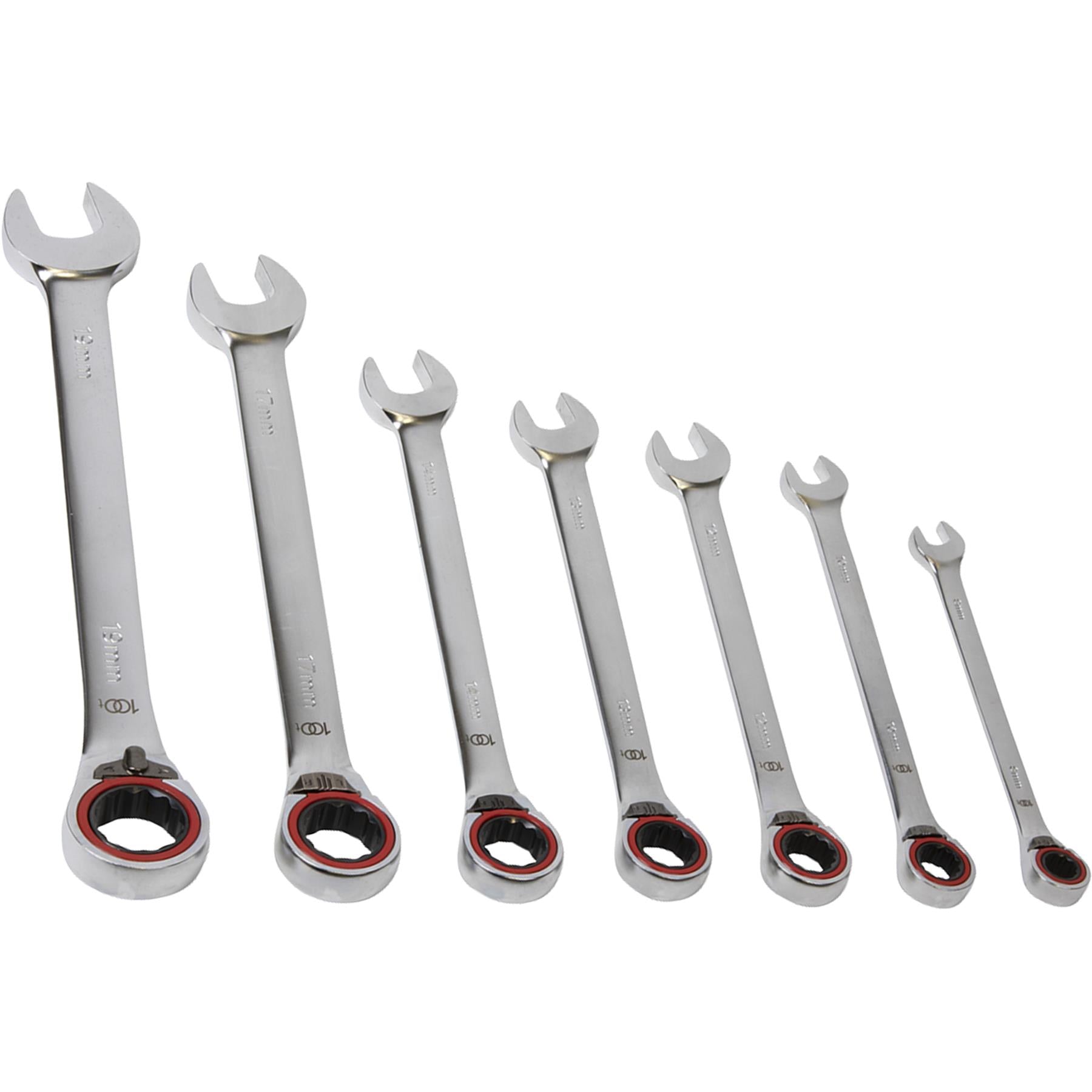 Sealey Reversible Ratchet Comb. Spanner Set 7pc Platinum Series