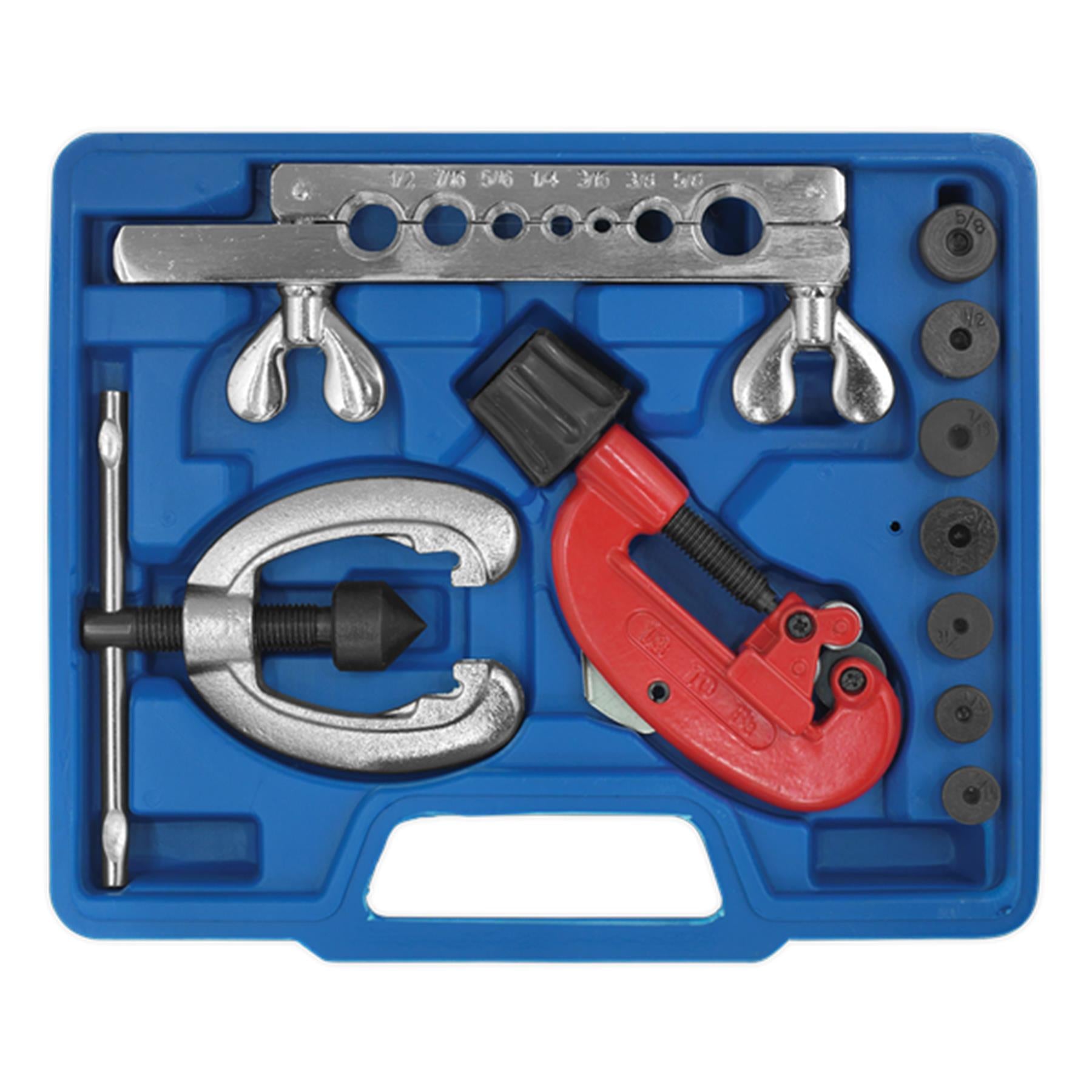 Sealey 10Pc Brake Pipe Flaring & Cutting Kit Fuel Repair Tool Set 3/16"-5/8 Dies