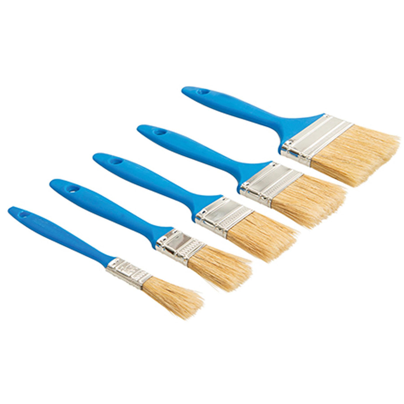 Disposable Paint Brush Set 5Pc Utility Brushes W/ Pure Bristles & Wooden Handle