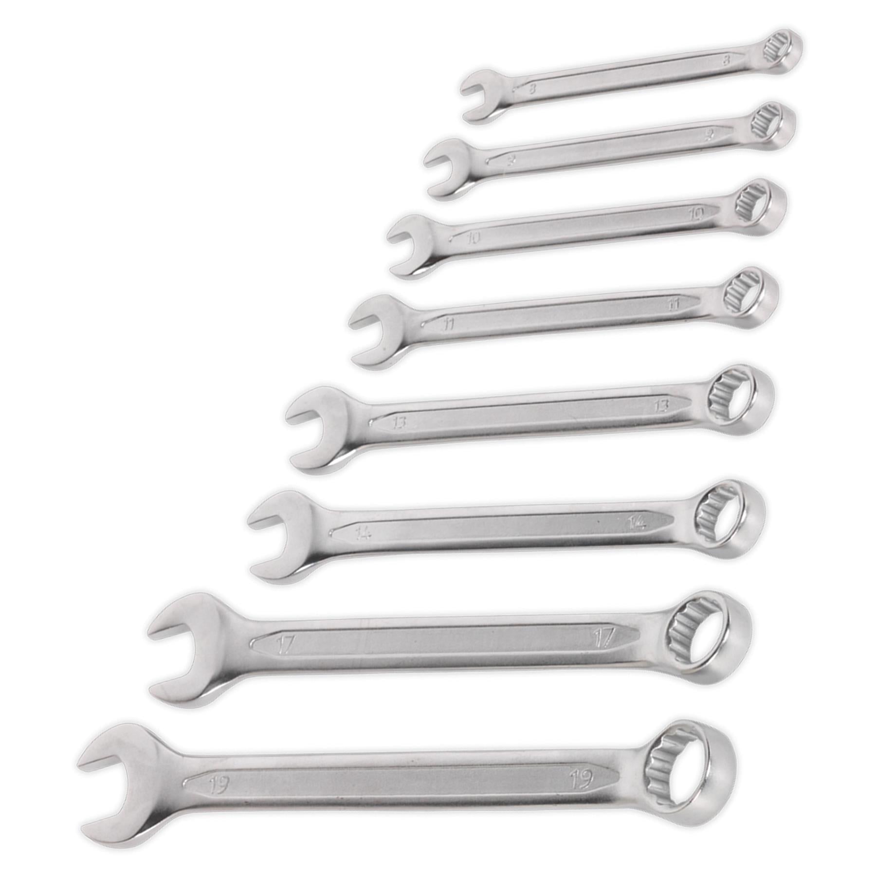 Sealey Combination Spanner Set 8pc Cold Stamped Metric