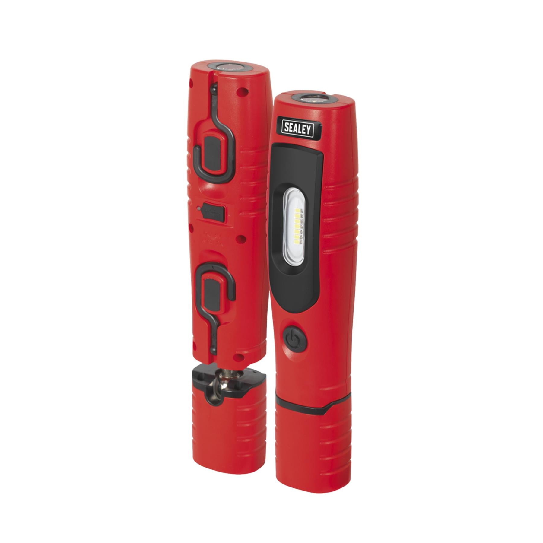 Sealey R/Charge 360 Insp Light 7 SMD & 3W SMD LED Red Li-ion