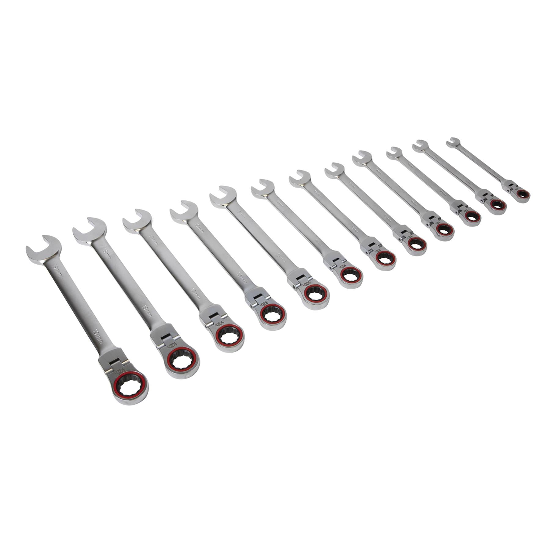 Sealey Flexi-Head Ratchet Combination Spanner Set 12pc Metric Platinum Series