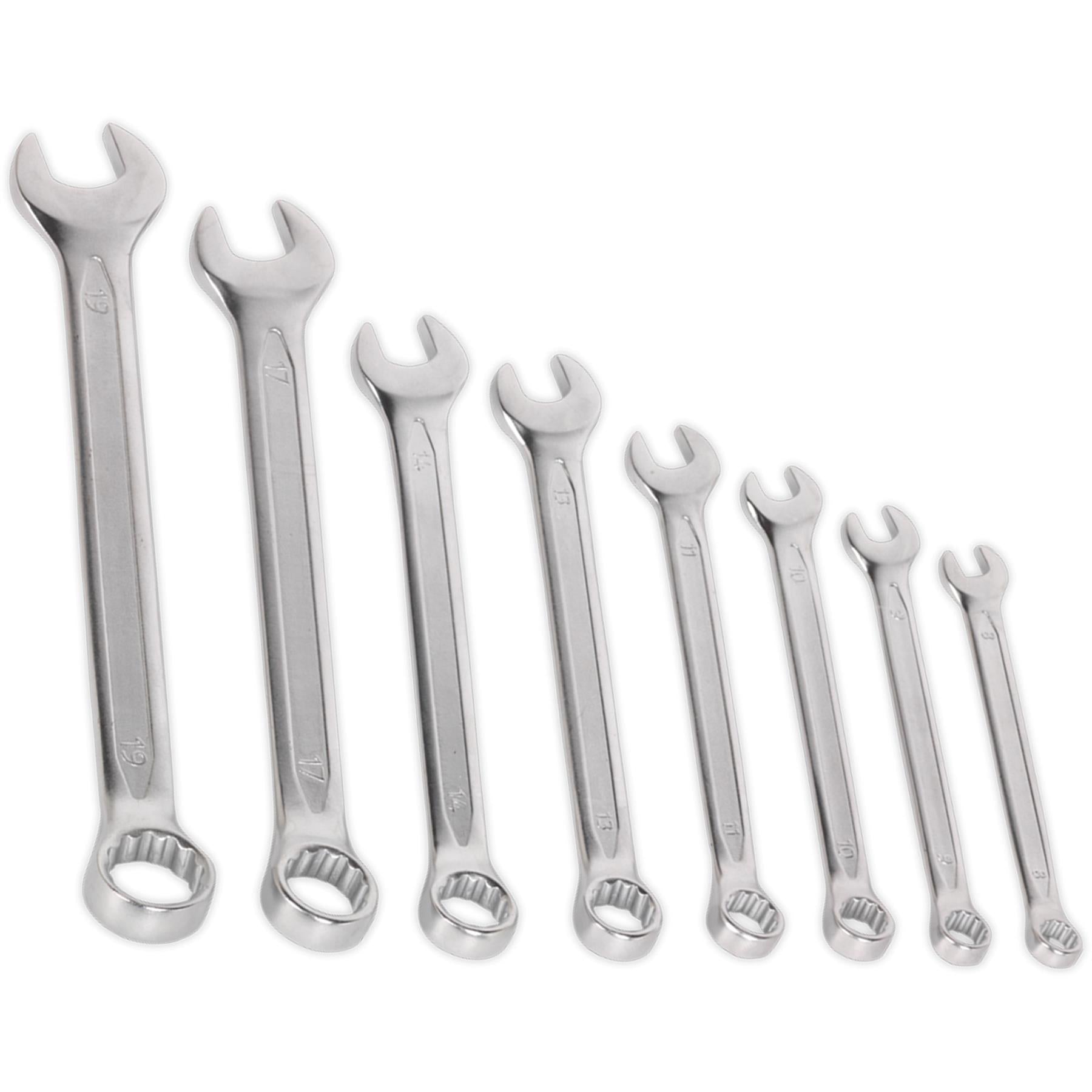 Sealey Combination Spanner Set 8pc Cold Stamped Metric