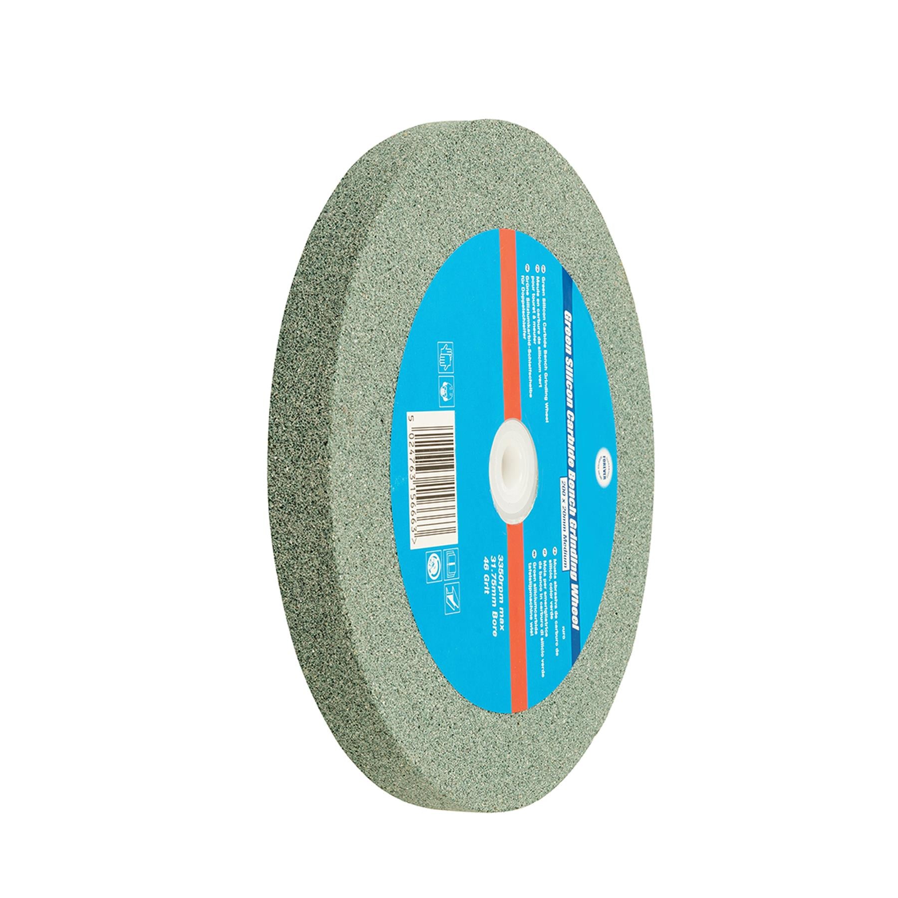 200 x 20mm Medium Green Silicon Carbide Bench Grinding Wheel Heavy Duty 46 Grit