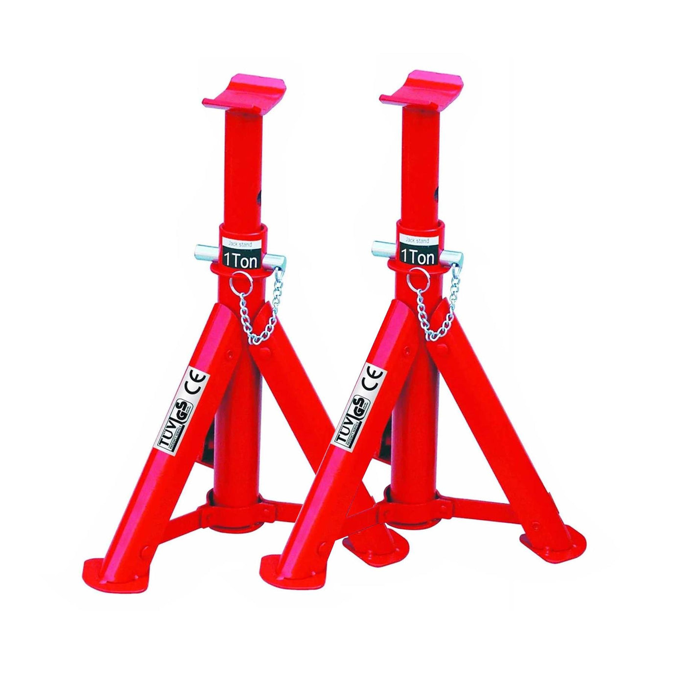 Heavy Duty Hilka 2 Ton Tonne Folding Axle Stand Stands Jack In Red Pair 82420040