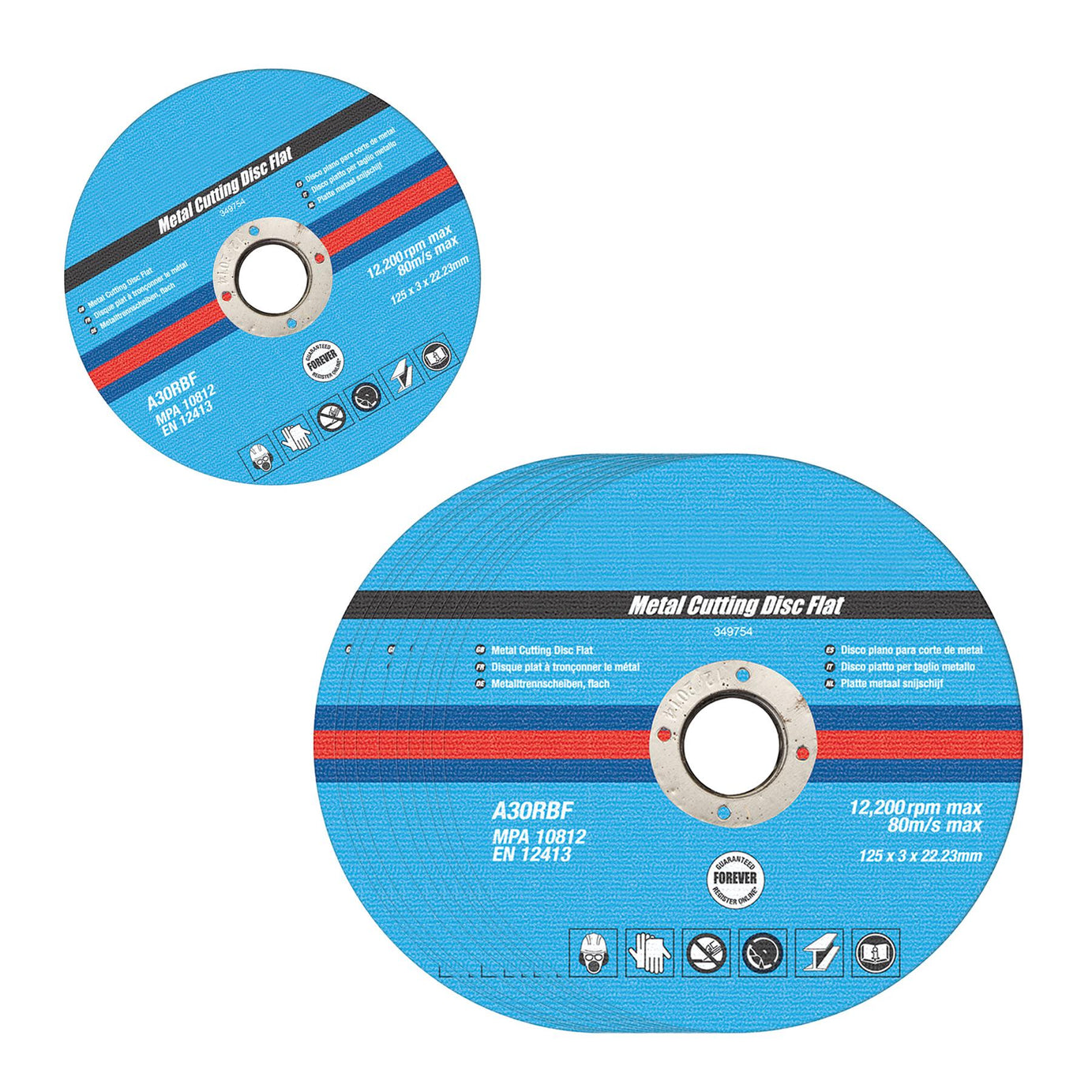 Metal Cutting Discs, Flat, Angle Grinder, 125mm X 3mm, Steel, Grinding 10Pk
