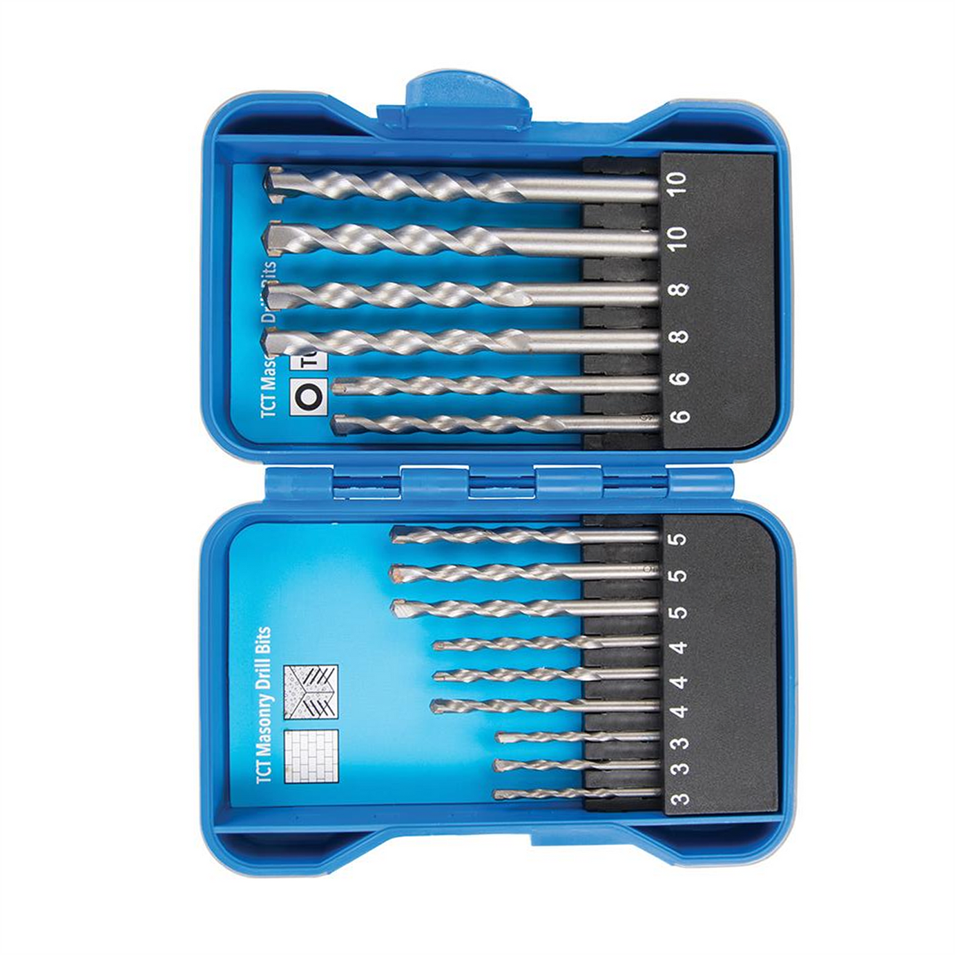Tct Masonry Drill Bit Set 15Pc Tungsten Carbide-Tipped & Sand Blasted 3 - 10mm