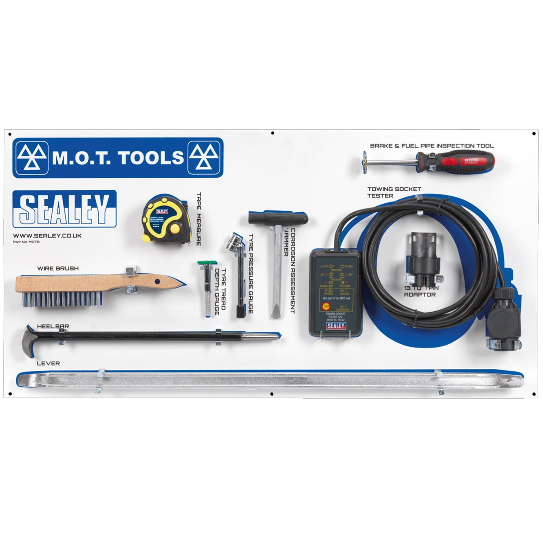 Sealey MOT Tool Board with Tools
