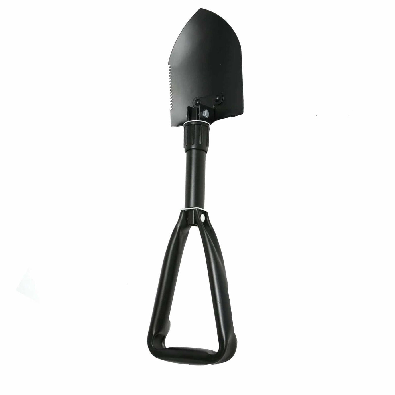 Carbon Steel Portable and Compact Folding Boot Shovel serrated blade with tubular steel handle