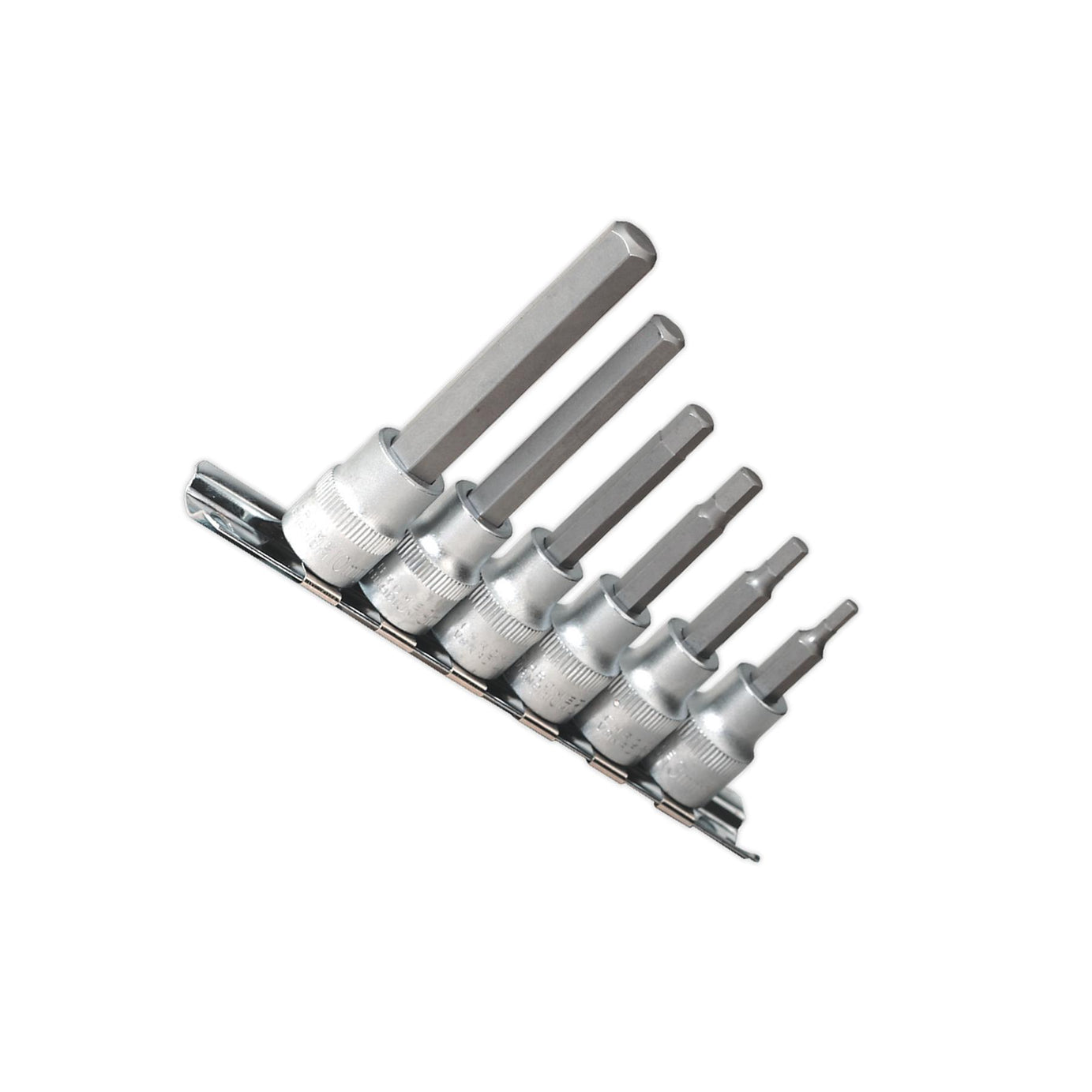 Sealey Hex Socket Bit Set with Rail 6pc 3/8"Sq Drive Metric
