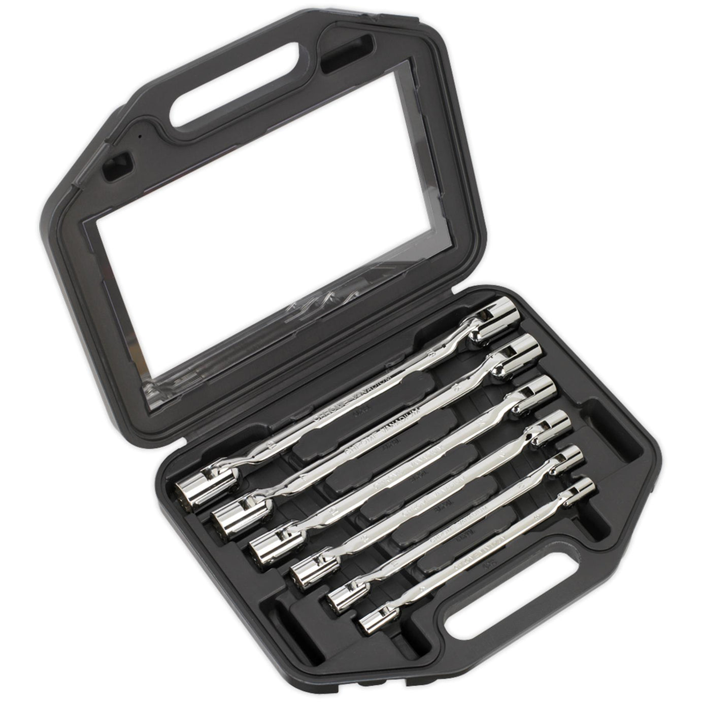 Sealey Double Flexi-Head Socket Spanner Set 6pc Fully Polished MM