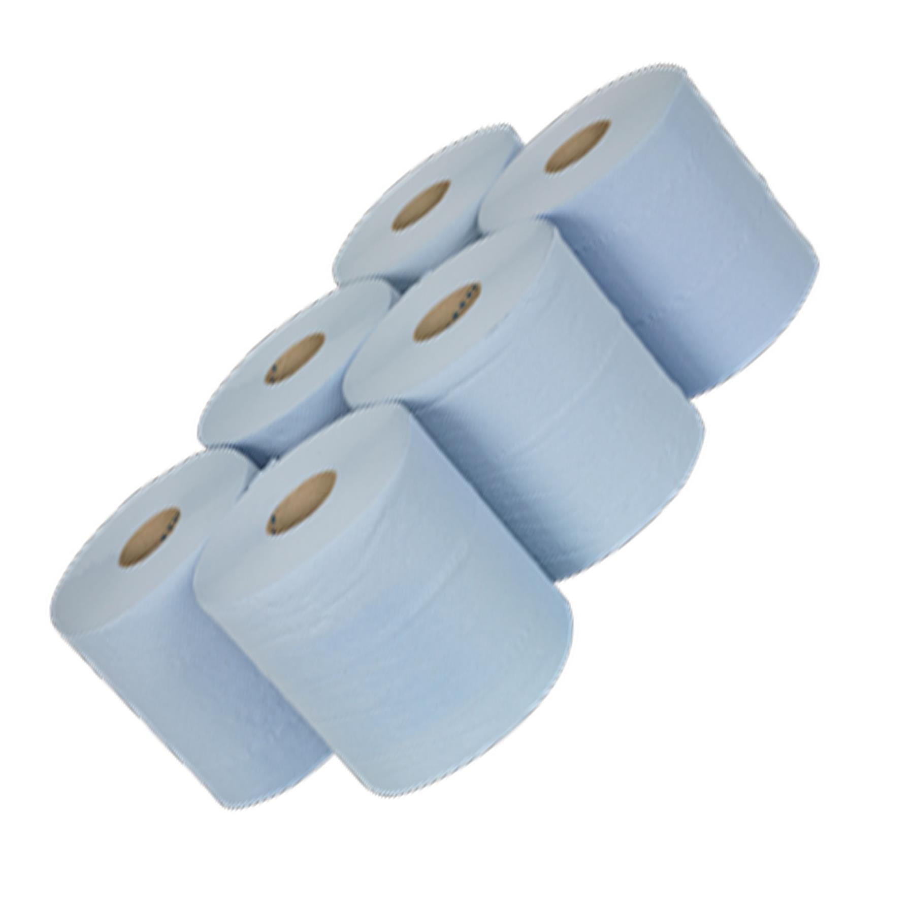 Sealey Paper Roll Blue 2-Ply Embossed 150m Pack of 6
