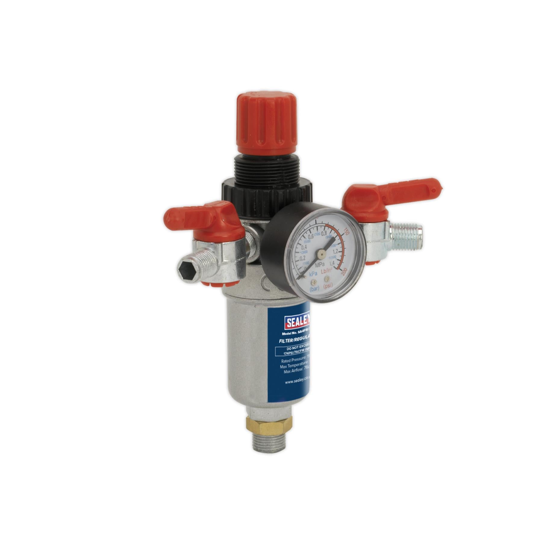 Sealey Air Filter/Regulator 3/8"BSP Male - 1/4"BSP Male