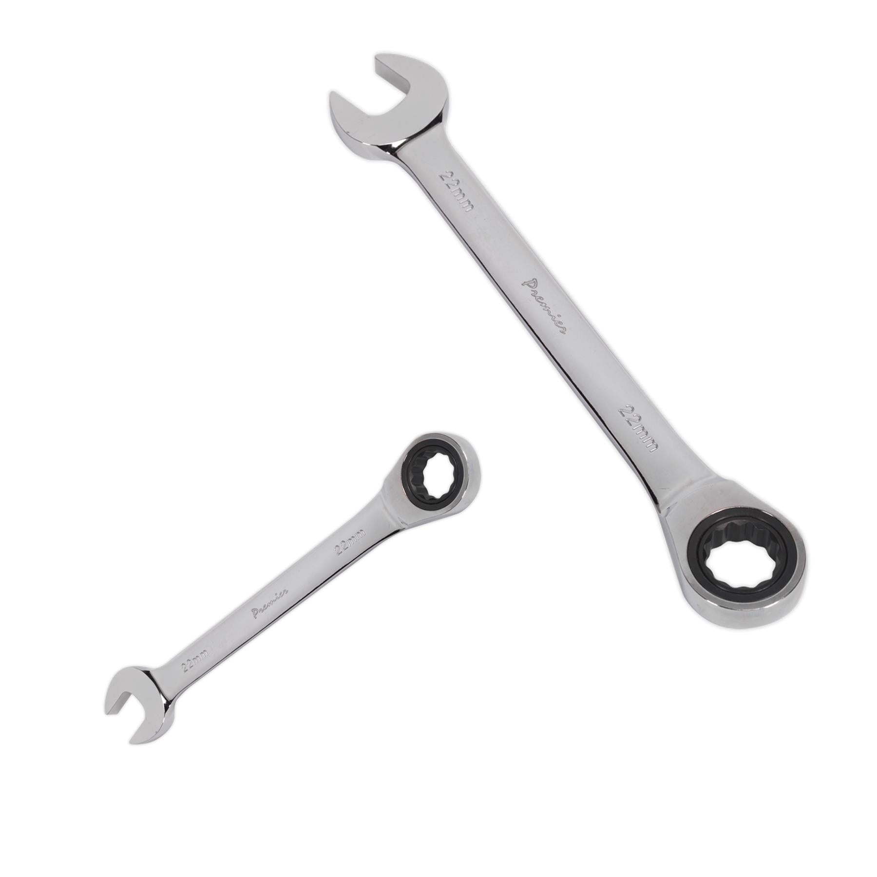 Sealey Ratchet Combination Spanner 22mm Chrome Vanadium Steel