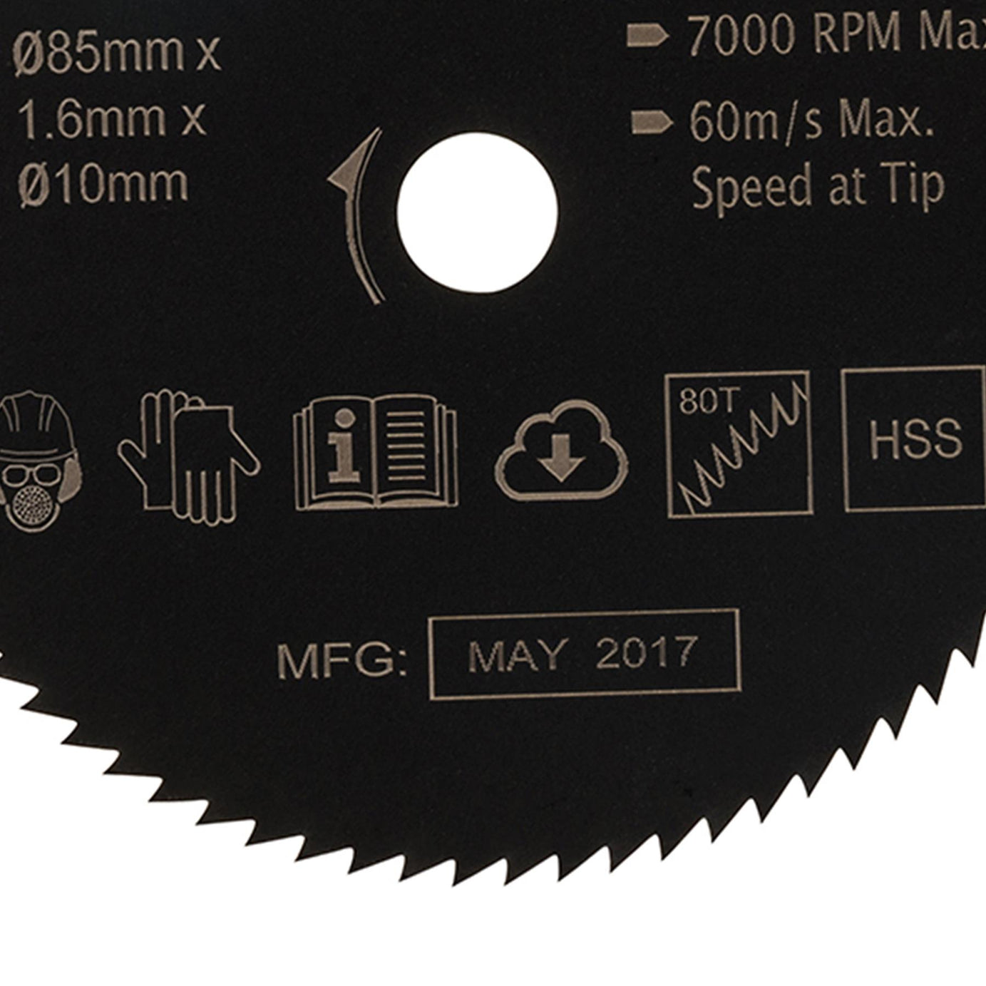 HSS Mini Saw Blade Titan Worx 85mm Diameter 10mm Bore - 80 Teeth