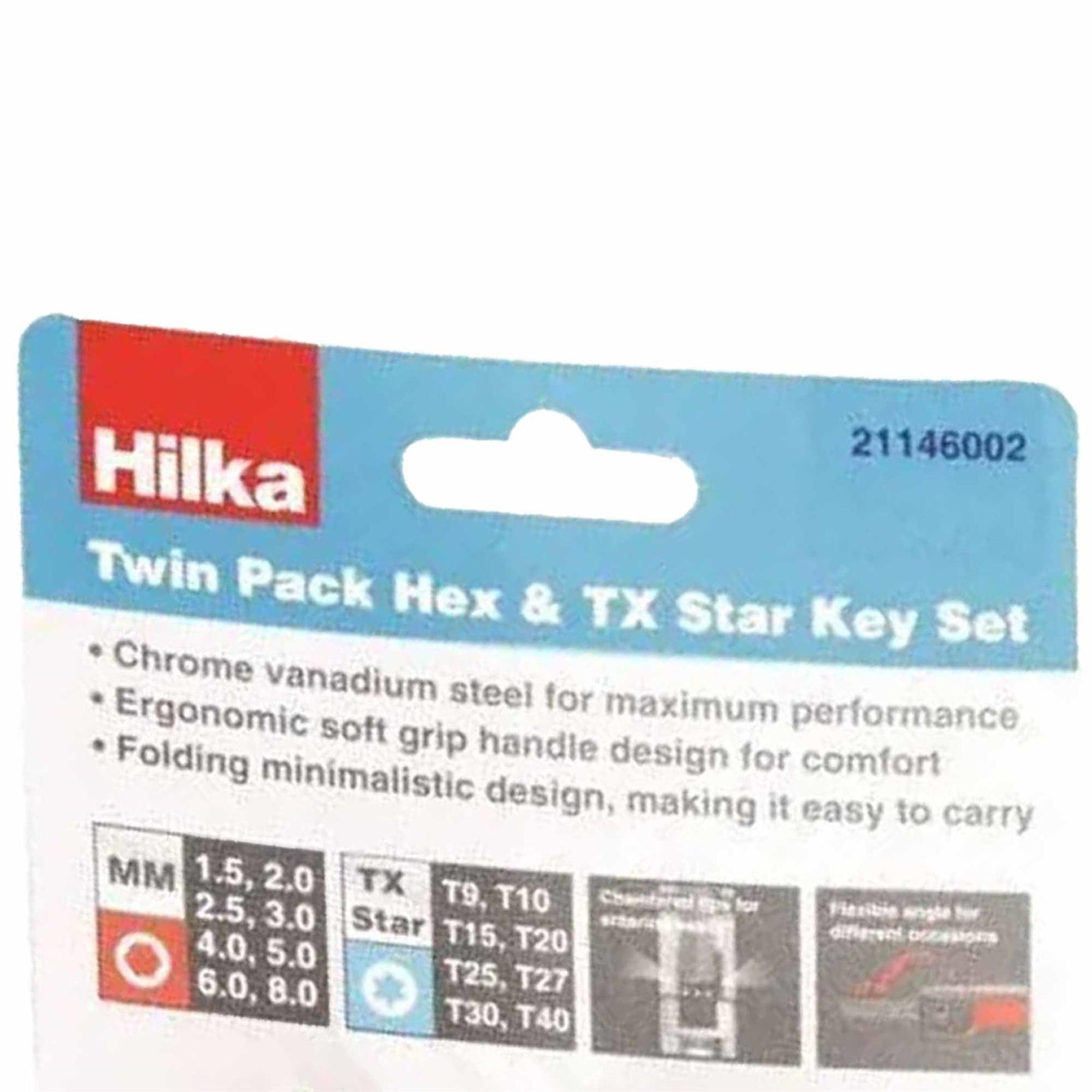 Twin Pack Chrome Vanadium Steel Soft Grip Handle Hex & TX Star Key Set