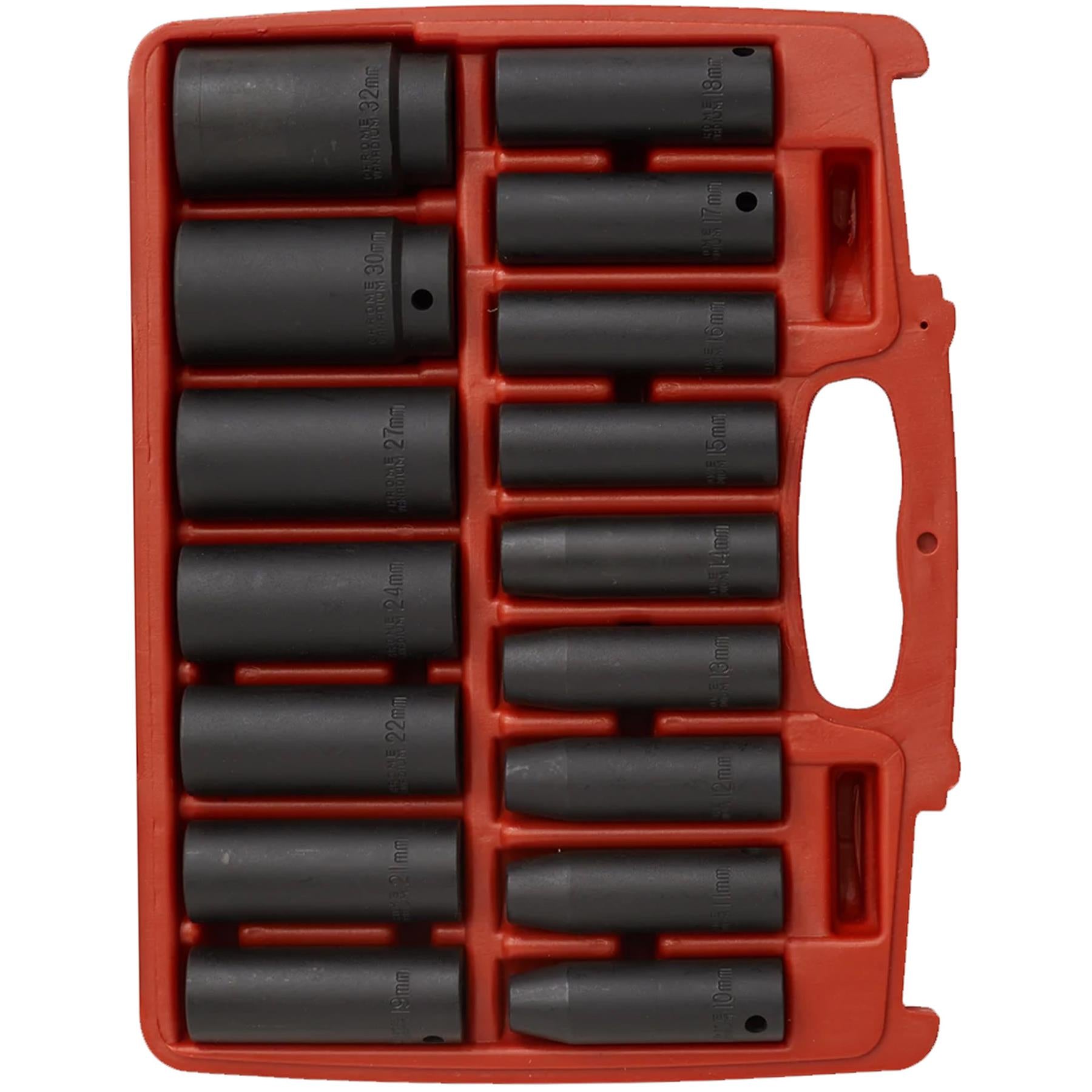 Sealey Impact Socket Set 16pc 1/2"Sq Drive Deep Metric