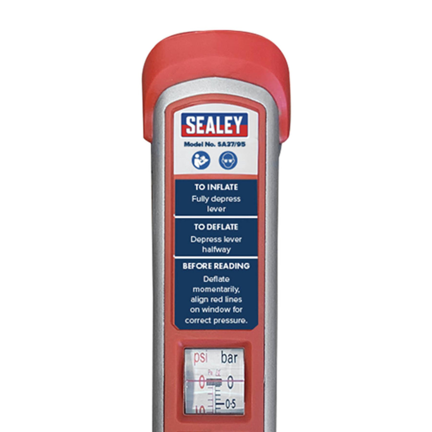 Sealey Tyre Inflator 2.5m Hose with Twin Clip-On Connector