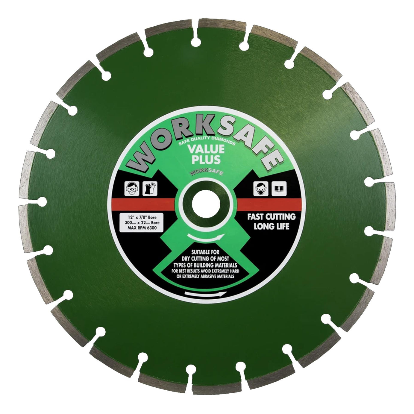 Value Plus Diamond Blade 300 x 22mm. cutting hard and medium materials   Sealey