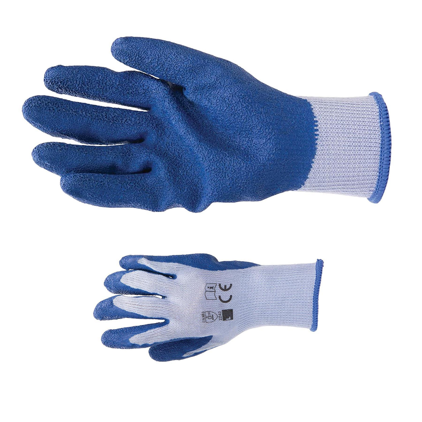 Latex Builders Gloves Anatomical Design Crinkle Finish And Knitted Wrist L 9