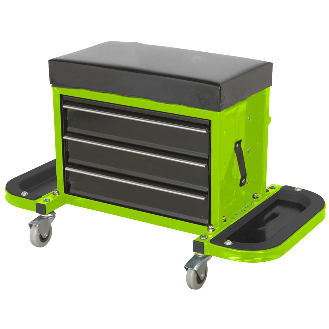 Sealey Mechanic's Utility Seat & Toolbox - Hi-Vis Green
