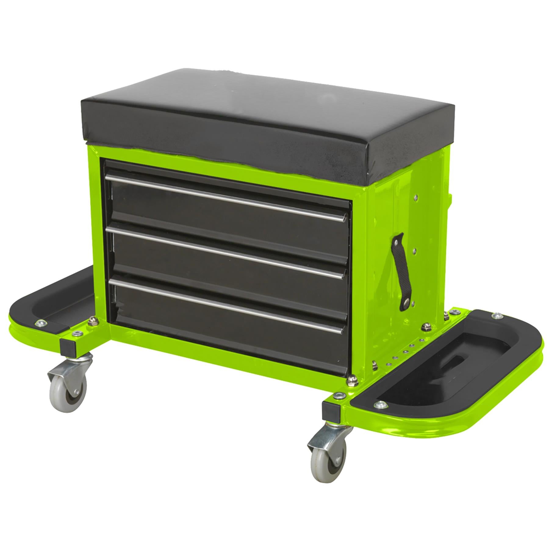 Sealey Mechanic's Utility Seat & Toolbox - Hi-Vis Green