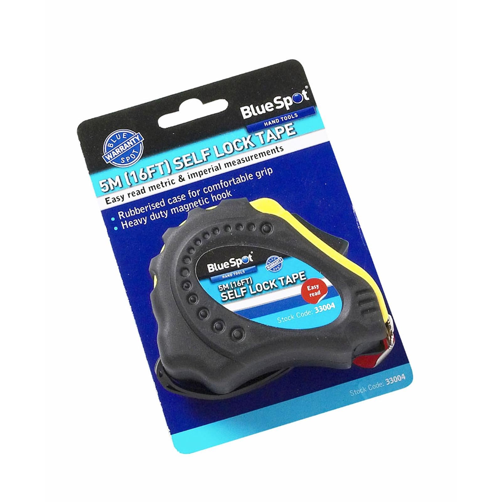 BlueSpot Self-Lock Tape Measure 5m With Magnetic Hook 16Ft Soft Grip Measuring Tools