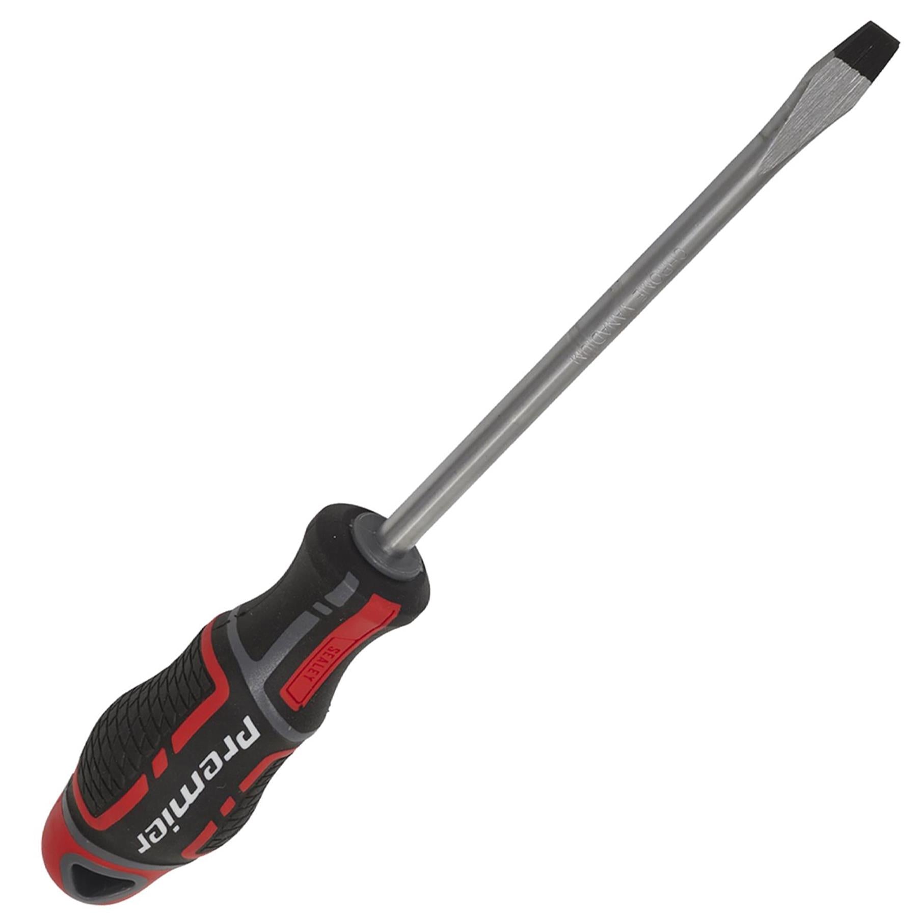 Sealey Screwdriver Slotted 8 x 150mm Flat Soft Grip Handle Magnetic GripMAX