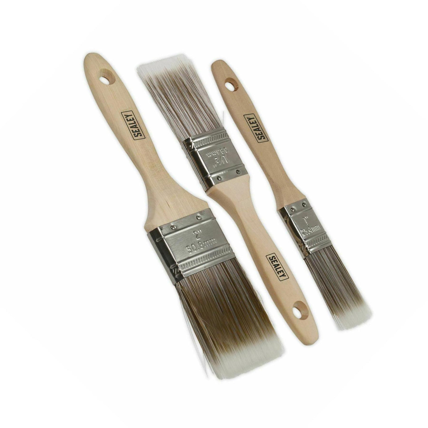 Sealey Wooden Handle Paint Brush Set 3pc