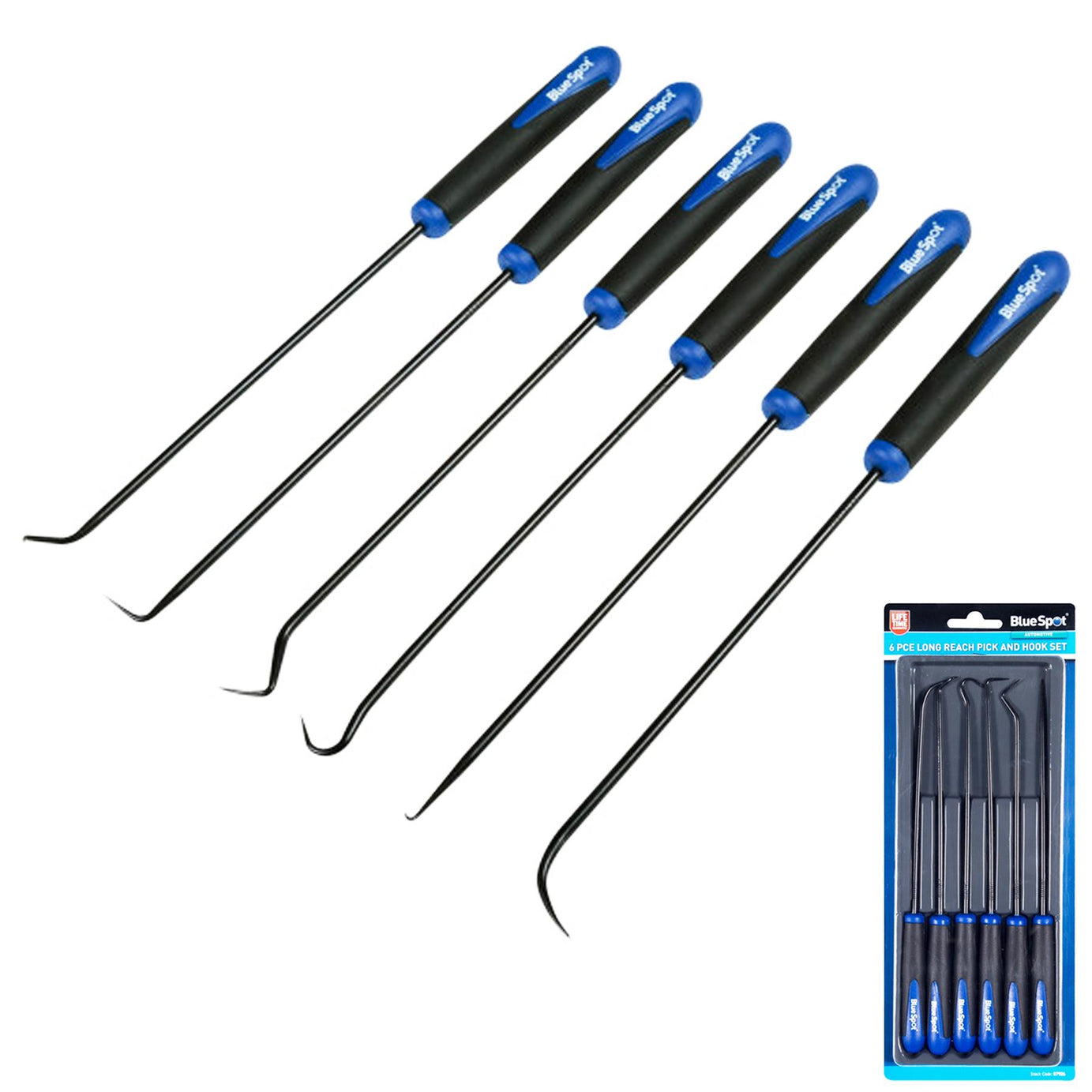 BlueSpot 6 Piece Long Reach Hook & Pick Set O Ring