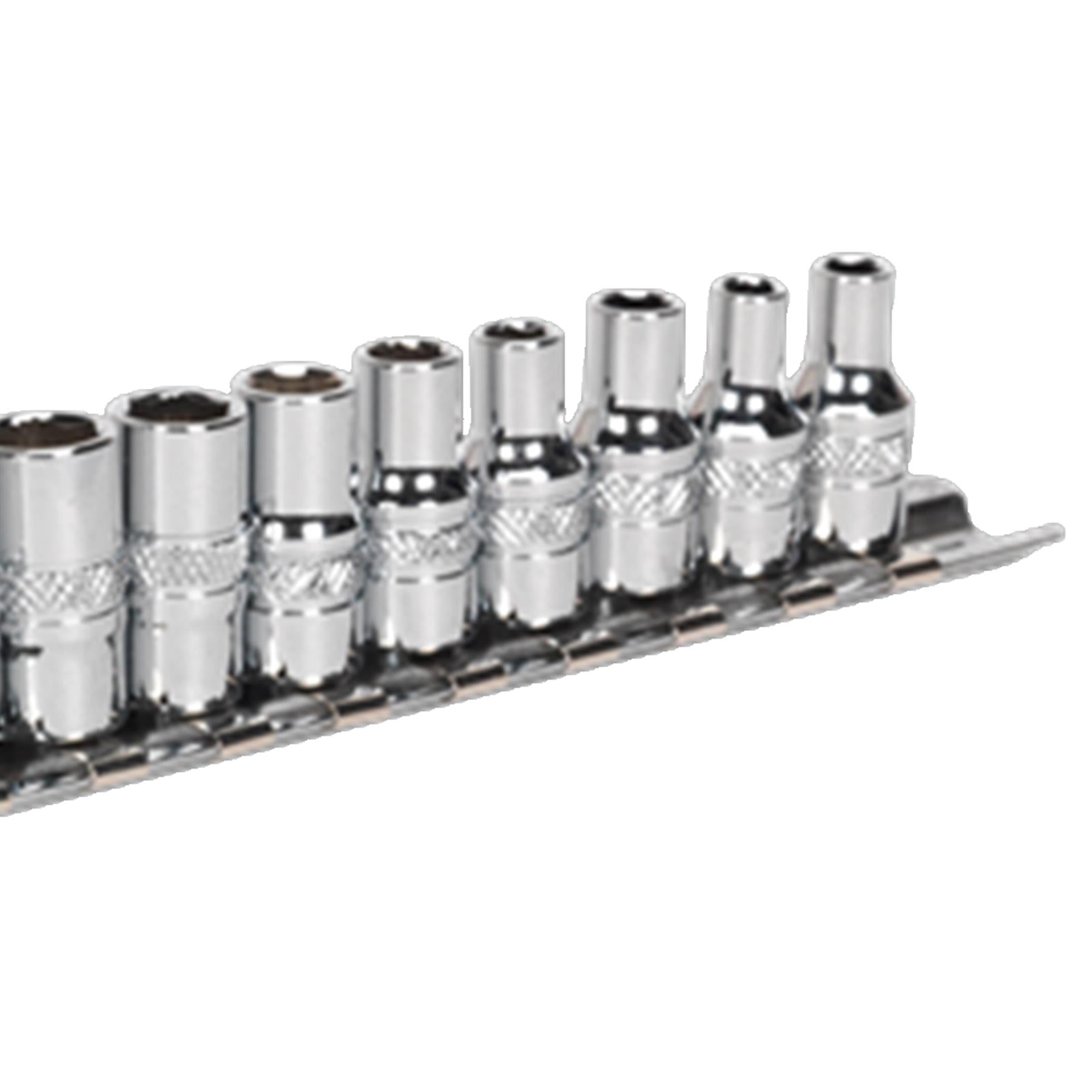 Sealey Lock-On Socket Set 1/4" Sq Dr 13pc 4 -14mm 6pt Metric Long Reach
