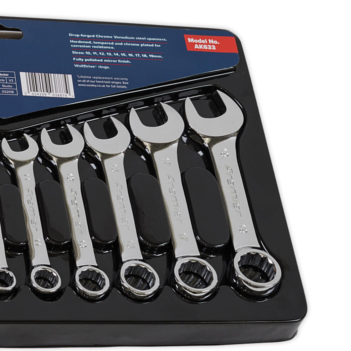 Sealey Combination Spanner Set 10pc Stubby Metric