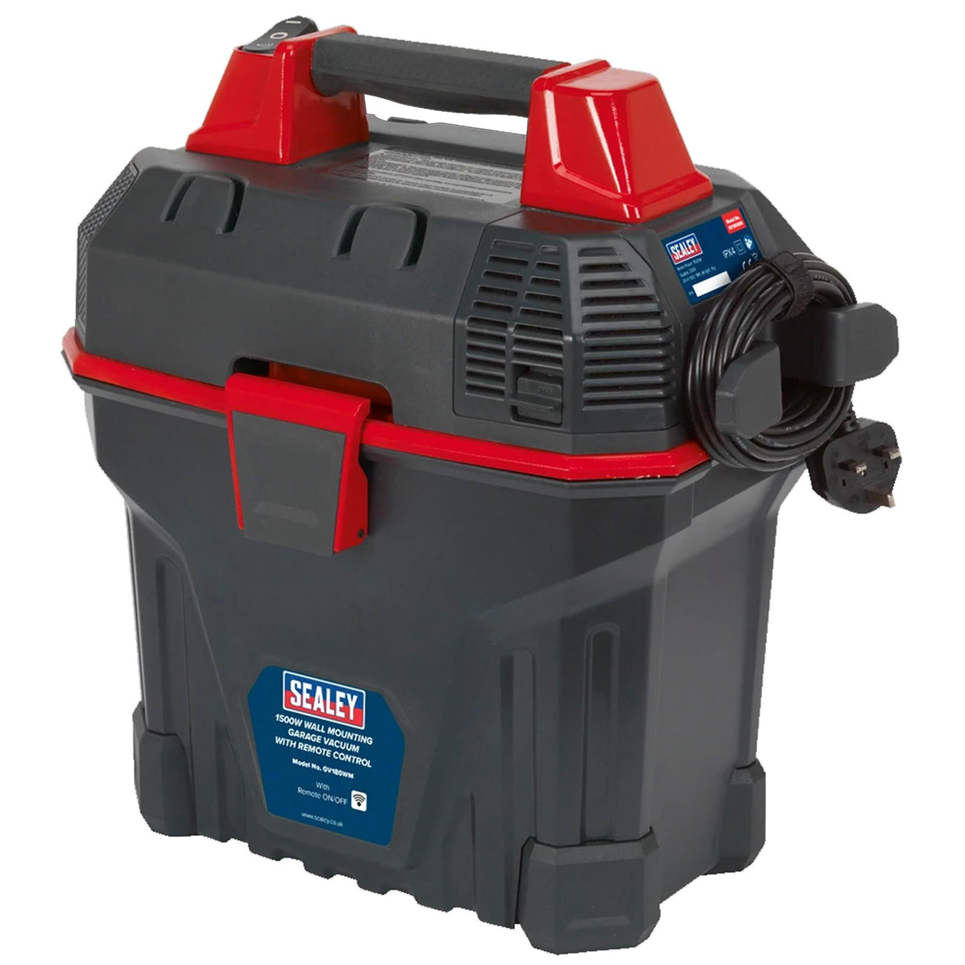 Sealey Garage Vacuum 1500W with Remote Control - Wall Mounting