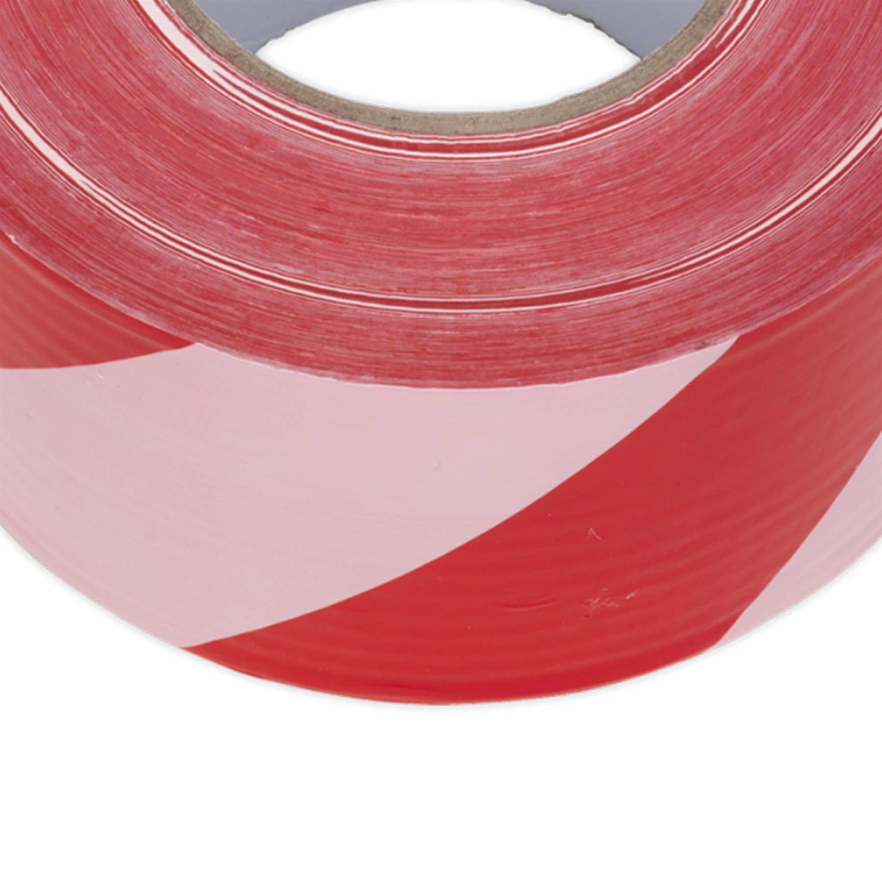 Sealey Hazard Barrier Tape 80mm x 100m Red/White Non-Adhesive