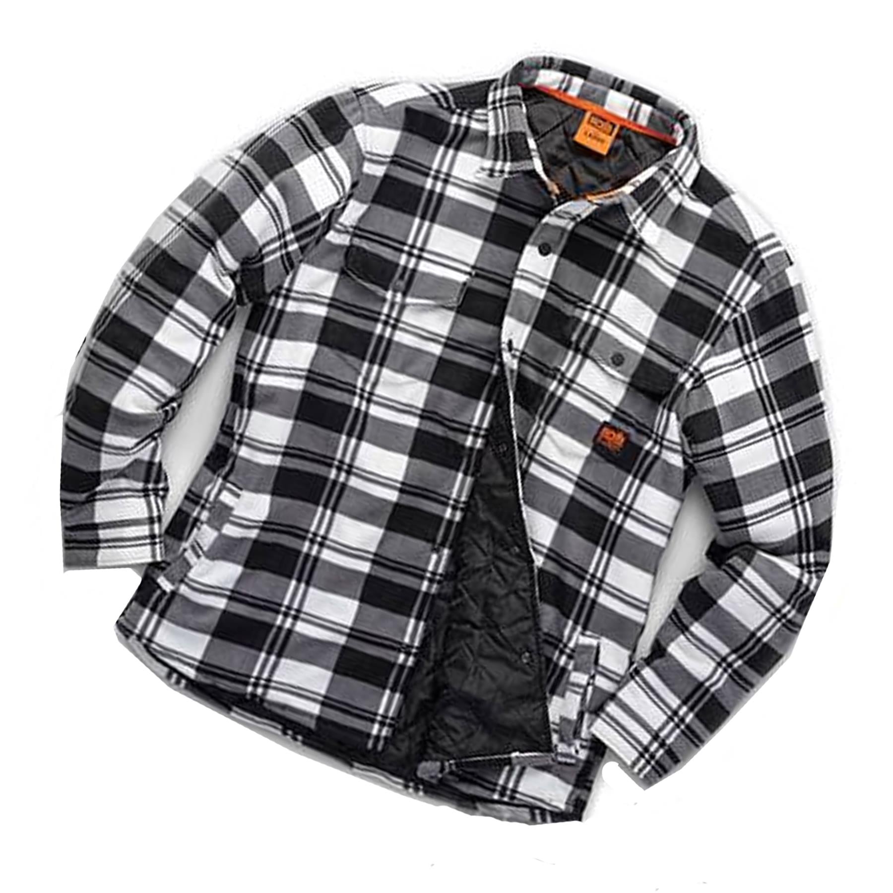 Scruffs T55356 Worker Padded Checked Thick Over Shirt Black and White XL
