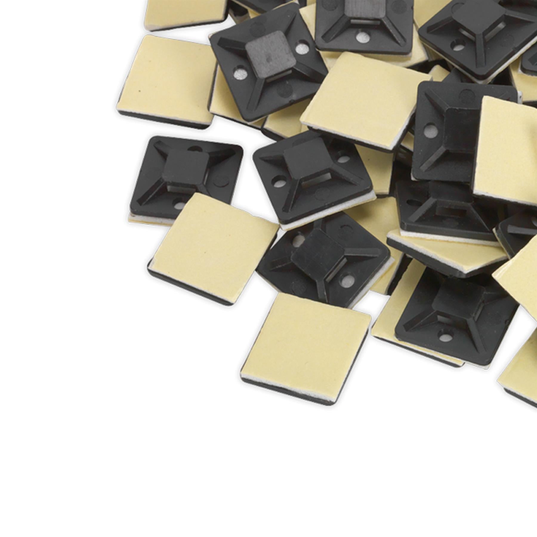 Sealey Self-Adhesive Cable Tie Mount 20 x 20mm Black Pack of 100