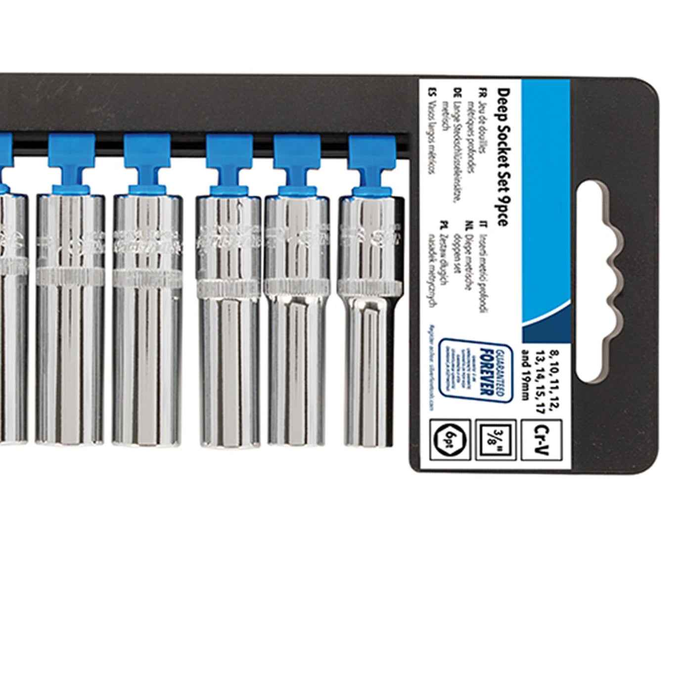 Professional 9 Pce Socket Set 3/8" Drive Deep Metric 8mm - 19mm Mechanics Garage