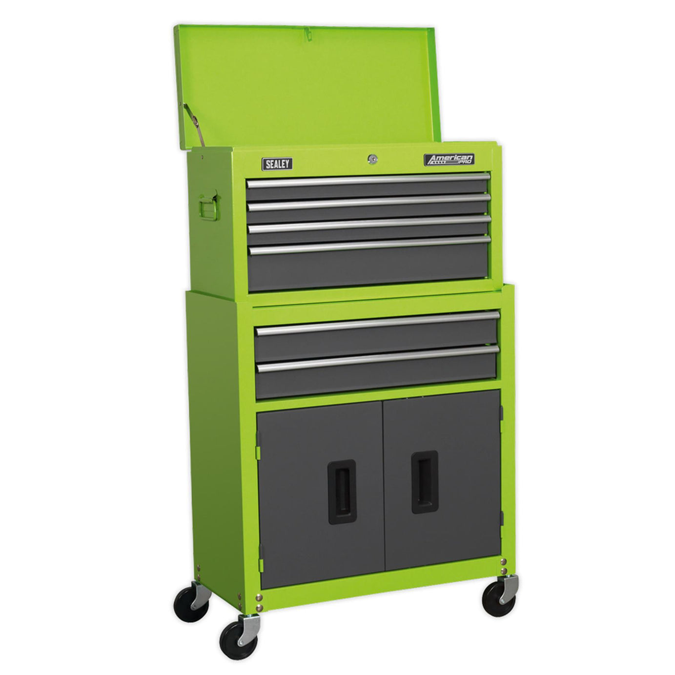 Sealey Topchest & Rollcab Combo 6 Drawer- Hi-Vis Green/Grey